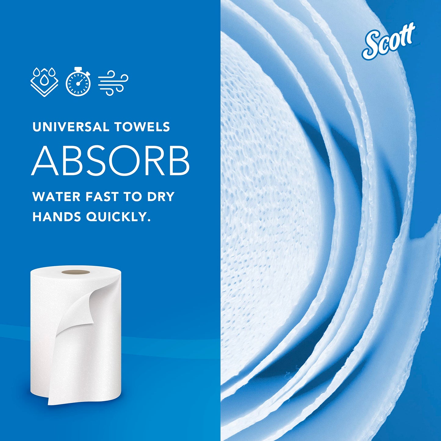 ScottÂ® Universal 100% Recycled Fiber Hard Roll Paper Towels, Bulk (01052), 1.5" Core, with Absorbency Pockets, White (800'/Roll, 12 Rolls/Case, 9,600'/Case)