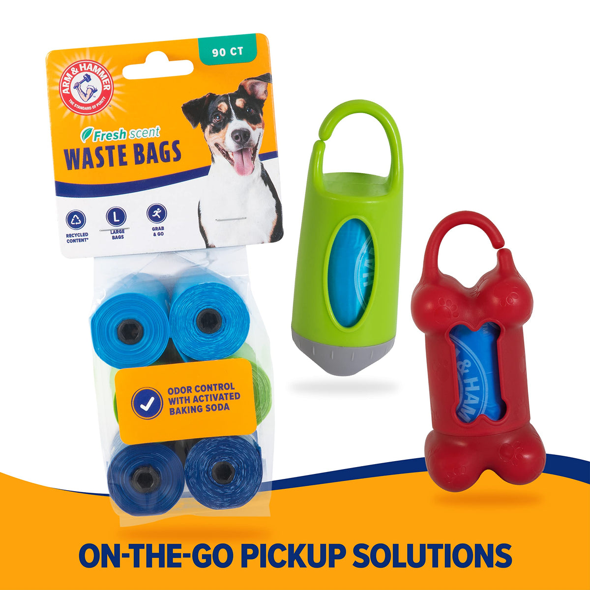 Arm & Hammer Easy-Tear Disposable Dog Poop Bag Refills, Fresh Scent Odor Control, Blue, 90 Dog Poop Bags 7 x 2.5 Inches