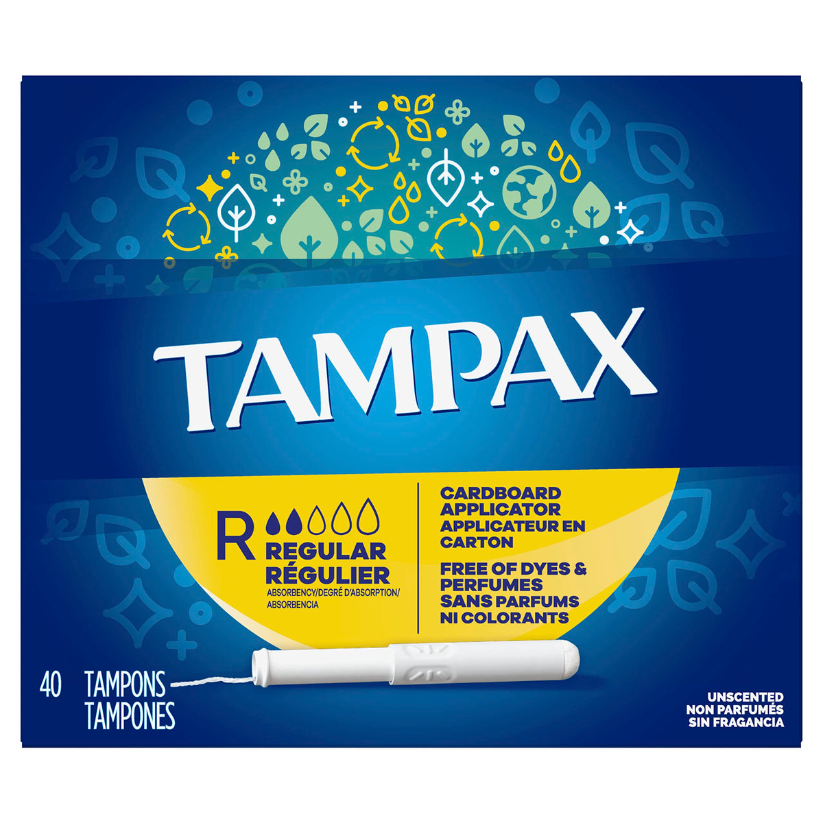 Tampax Tampons with Cardboard Applicator, Regular 40 ea (Pack of 4)