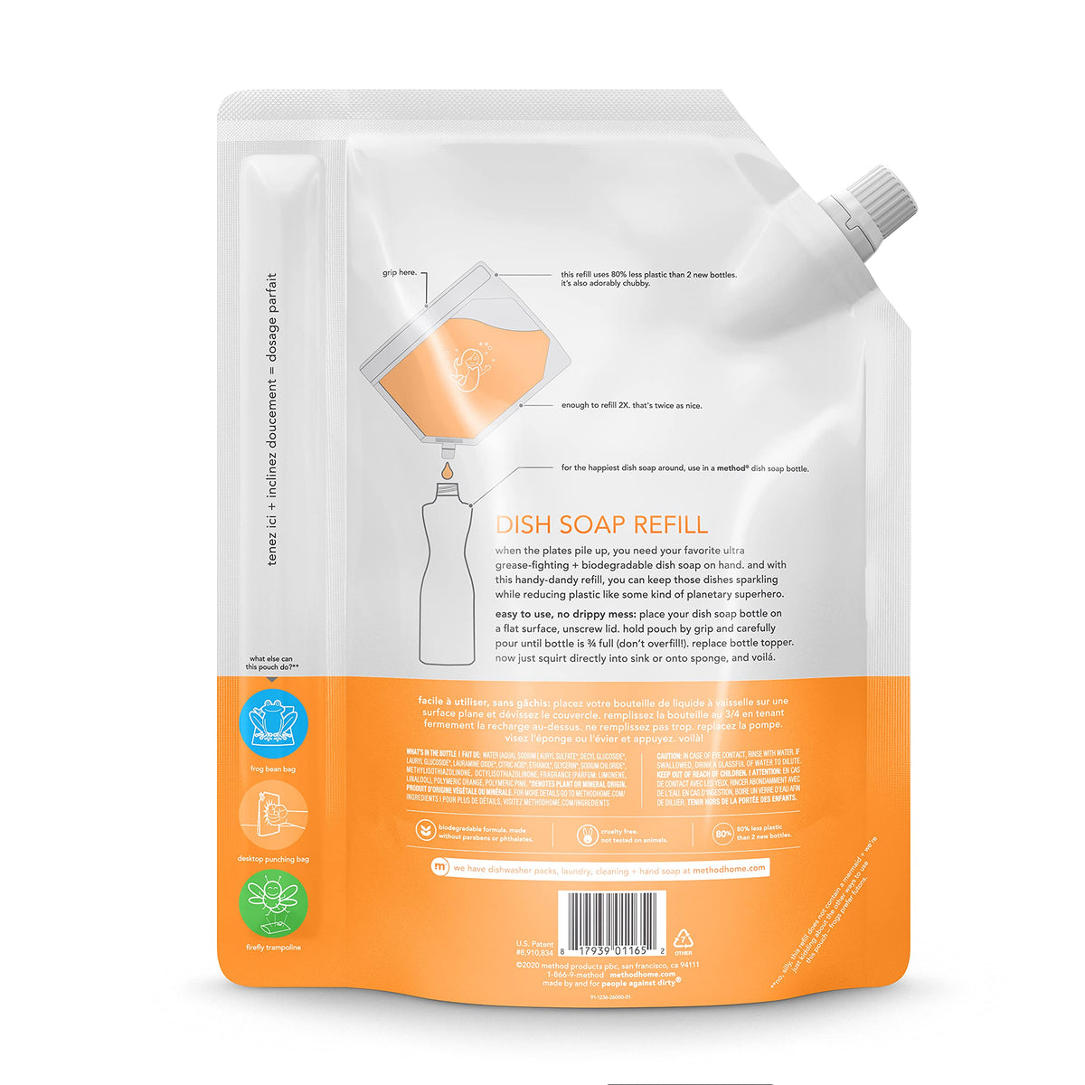 Method Dish Soap Pump Refill, Clementine, 36 Ounce