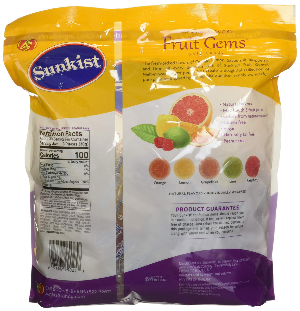 Sunkist Fruit Gems Soft Candy, Assorted Natural Flavors, 2-lb
