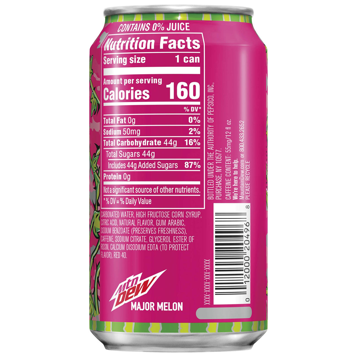 Mountain Dew Soda, Major Melon, 12oz Cans (12 Pack)