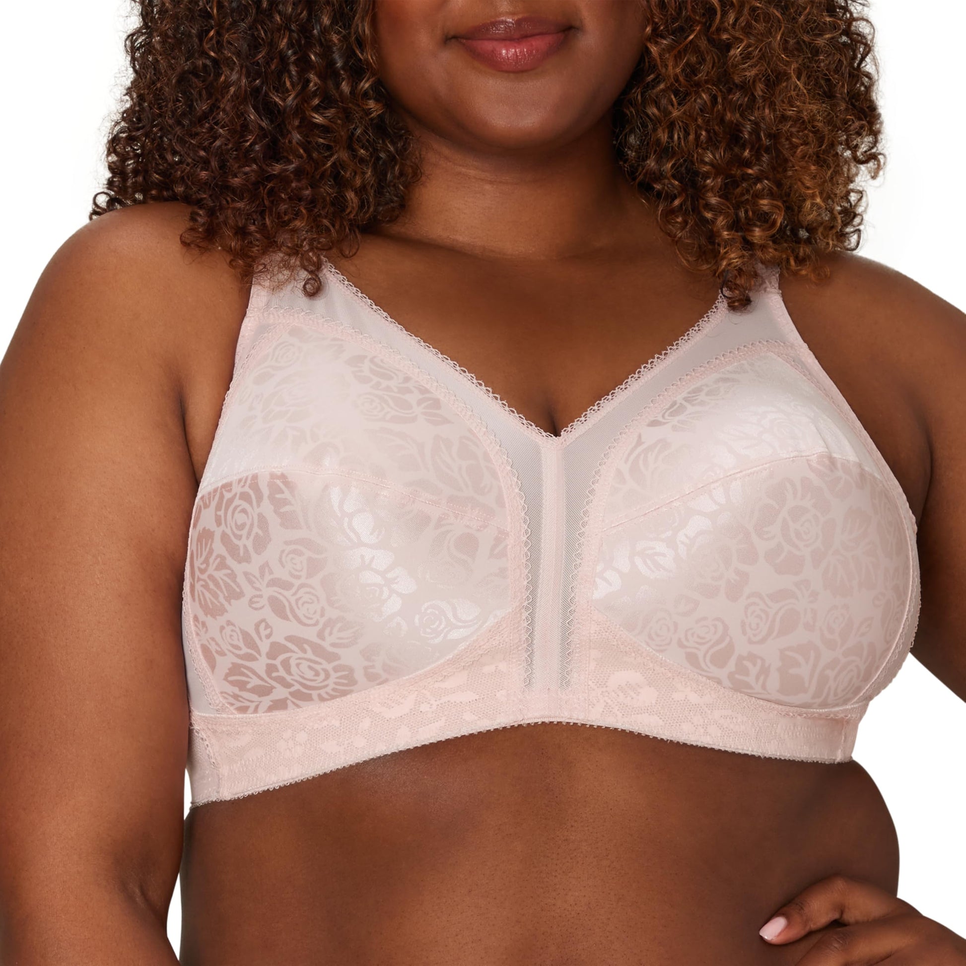 PLAYTEX Womens 18 Hour Comfort-strap Wireless Bra, Full-coverage With 4-way Trusupport, Single & 2-pack Bra, Pretty Blush, 44C US