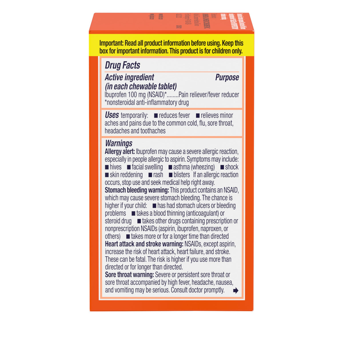 Motrin Children's Dye-Free Ibuprofen Chewable Tablets for Pain & Fever, Grape, 24 Count