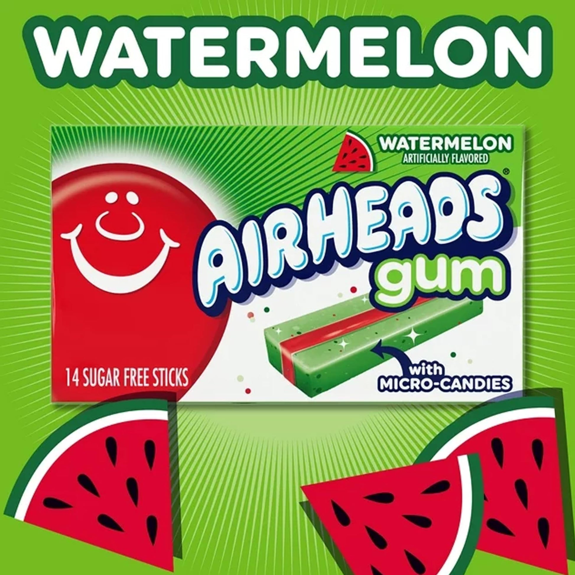 Airheads Watermelon Gum - 12 Count 14 Pcs each
