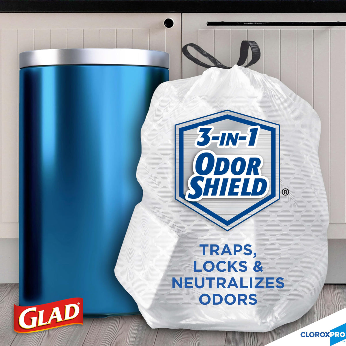 CloroxPro Glad ForceFlex 13 Gallon Tall Kitchen Drawstring Trash Bags, 100 Count (Package May Vary)