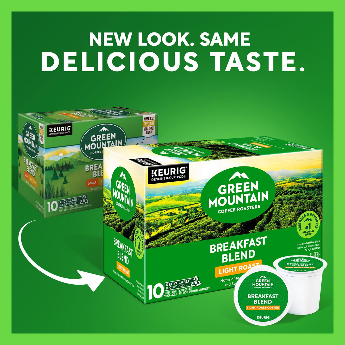 Green Mountain Coffee Roasters Breakfast Blend, Keurig Single Serve K-Cup Pods, Light Roast Coffee, 60 Count, (6 Packs of 10)