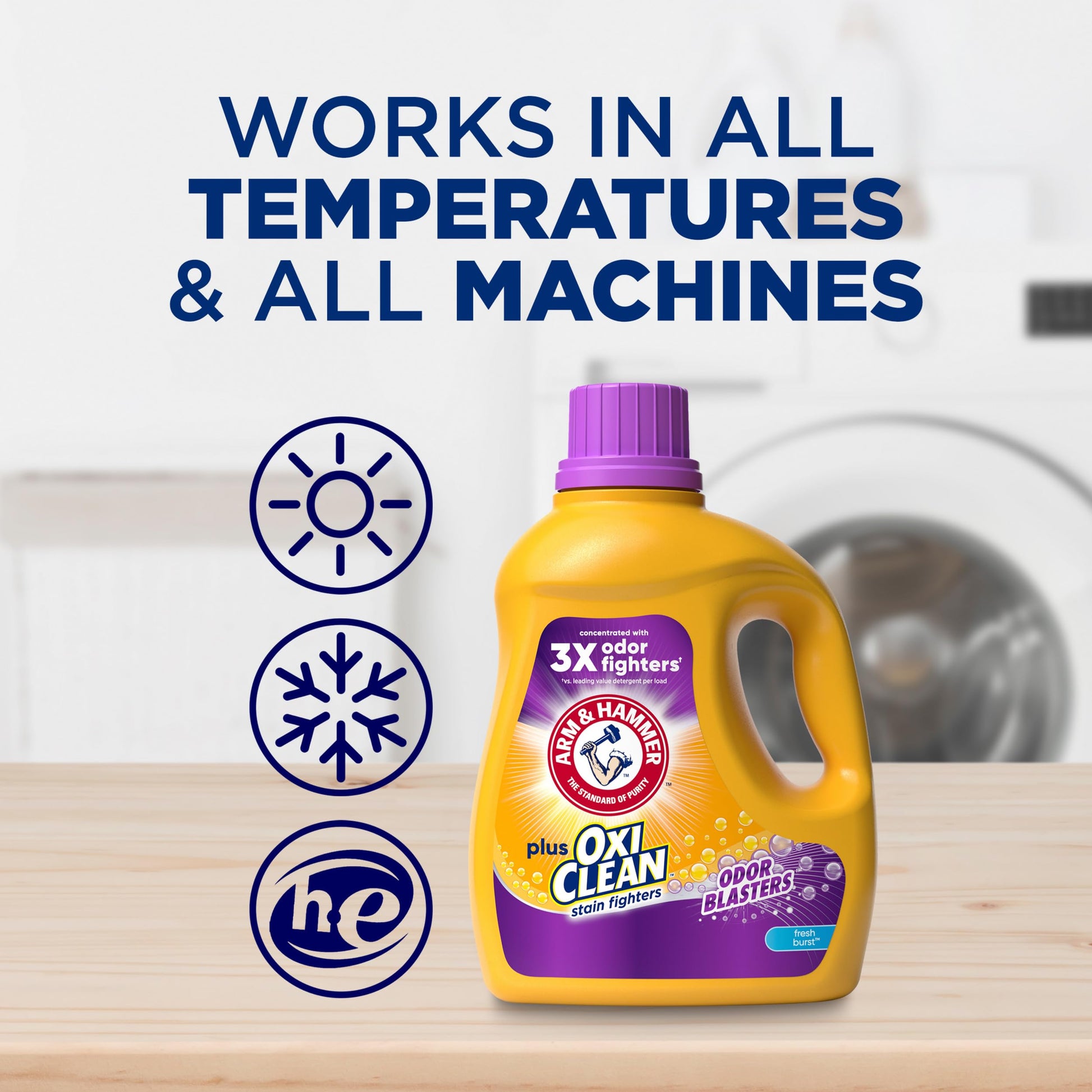 ARM & HAMMER Plus OxiClean Odor Blasters Fresh Burst, 77 Loads Liquid Laundry Detergent, 100.5 Fl oz