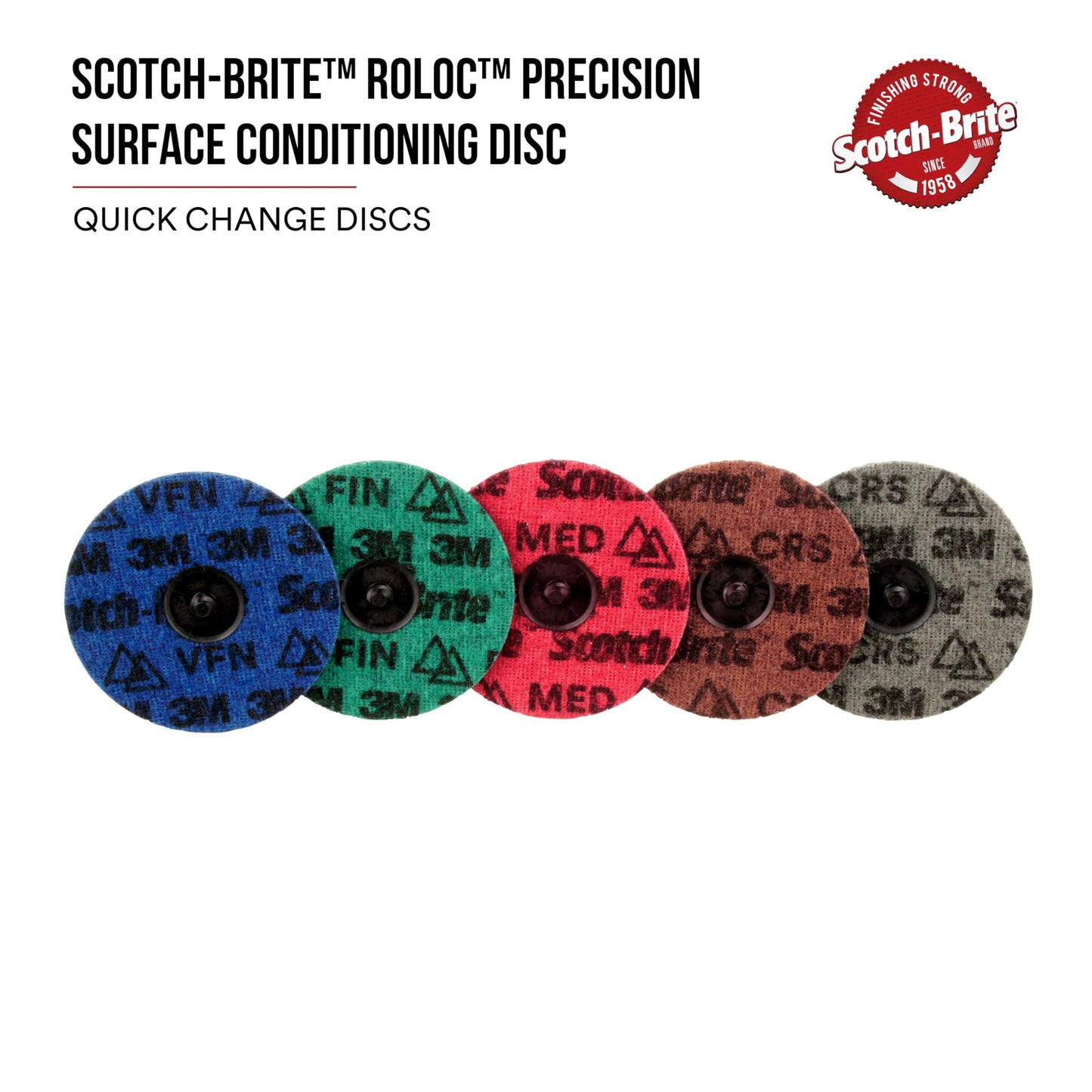 3M Scotch-Brite Precision Surface Conditioning Disc, Roloc TR, Coarse, Ceramic, Nonwoven Fiber, Easy Change, 2 in, 1000/Case, Bulk