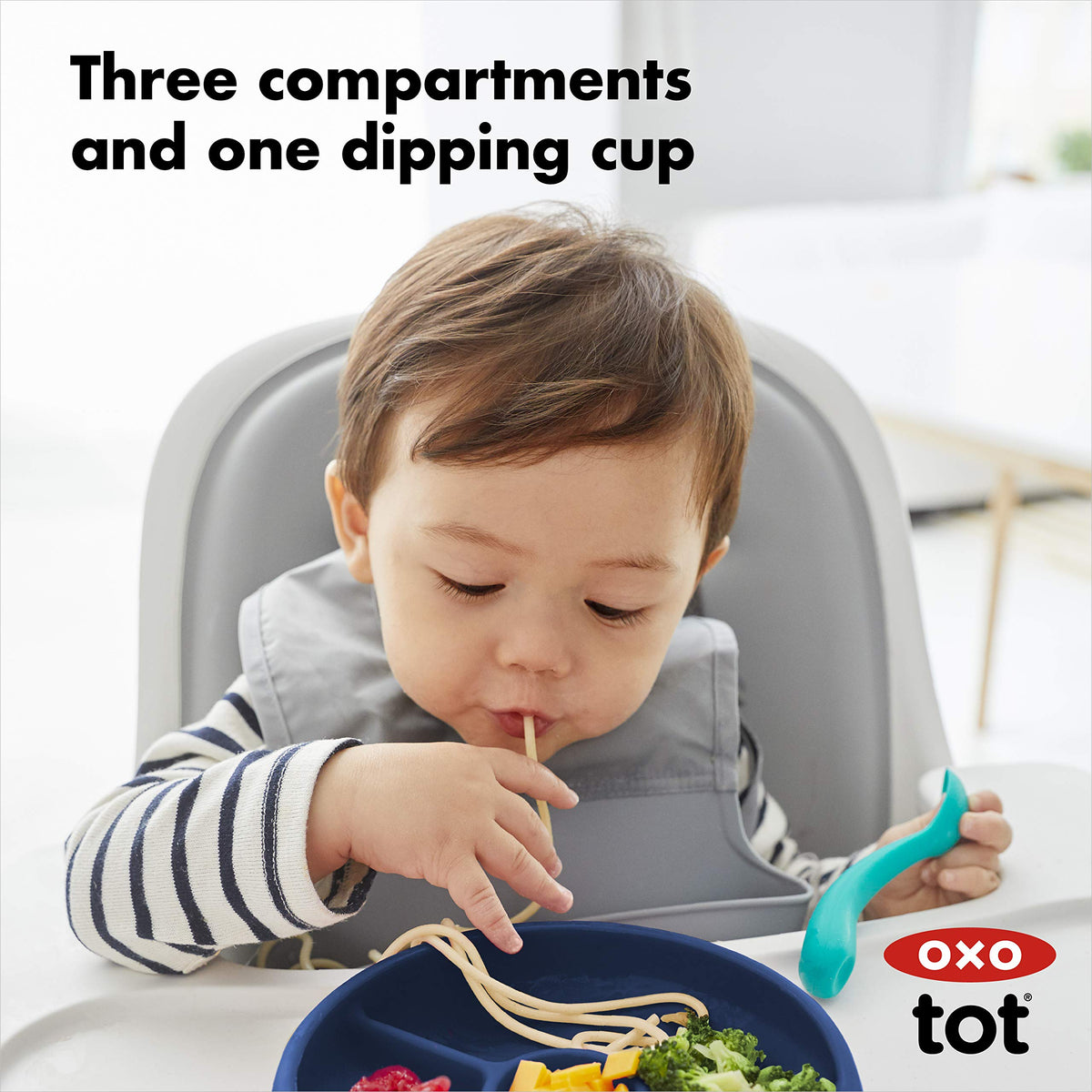 OXO Tot Silicone Divided Plate Navy