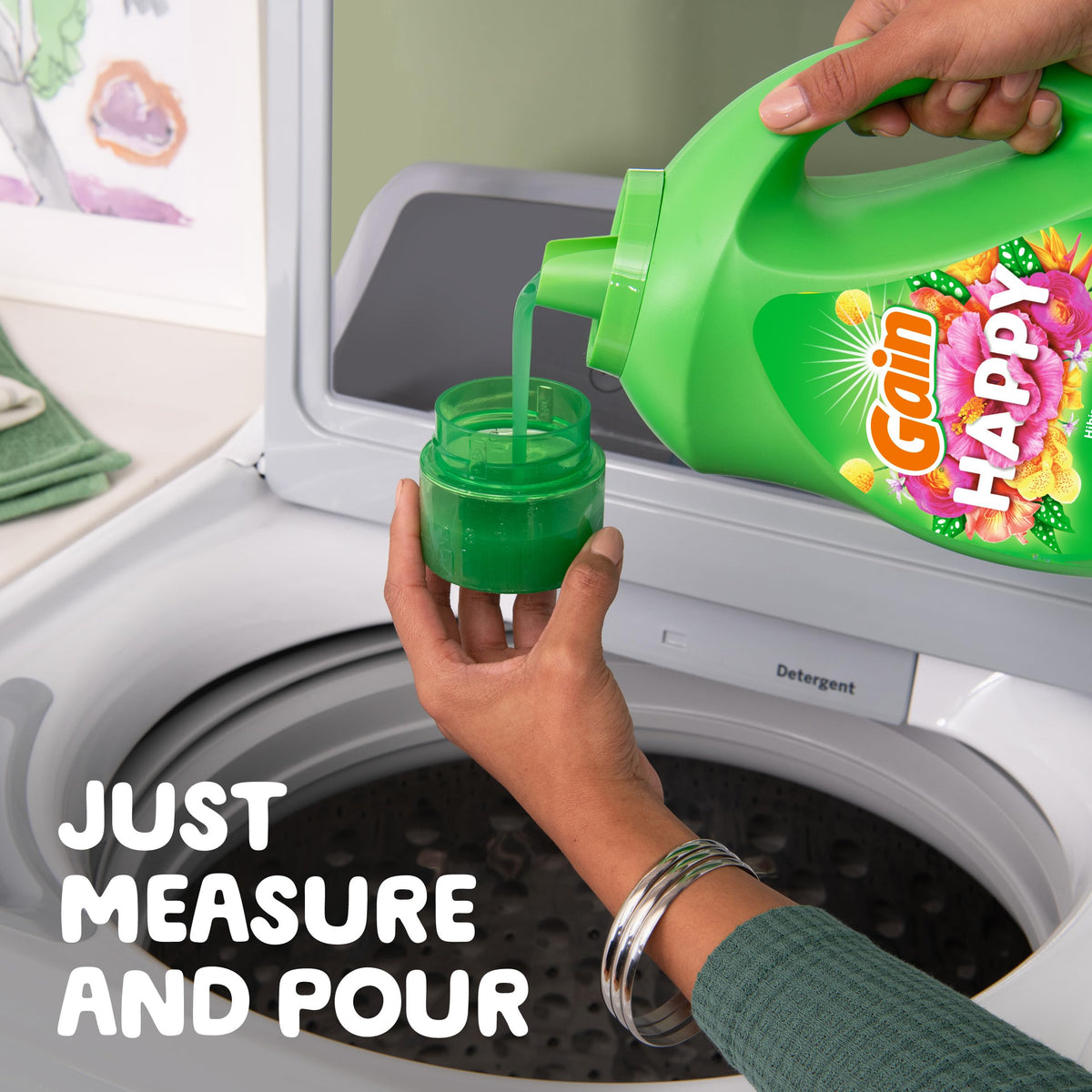 Gain Liquid Laundry Detergent, Happy, HE Compatible, 113 fl oz, 78 Loads