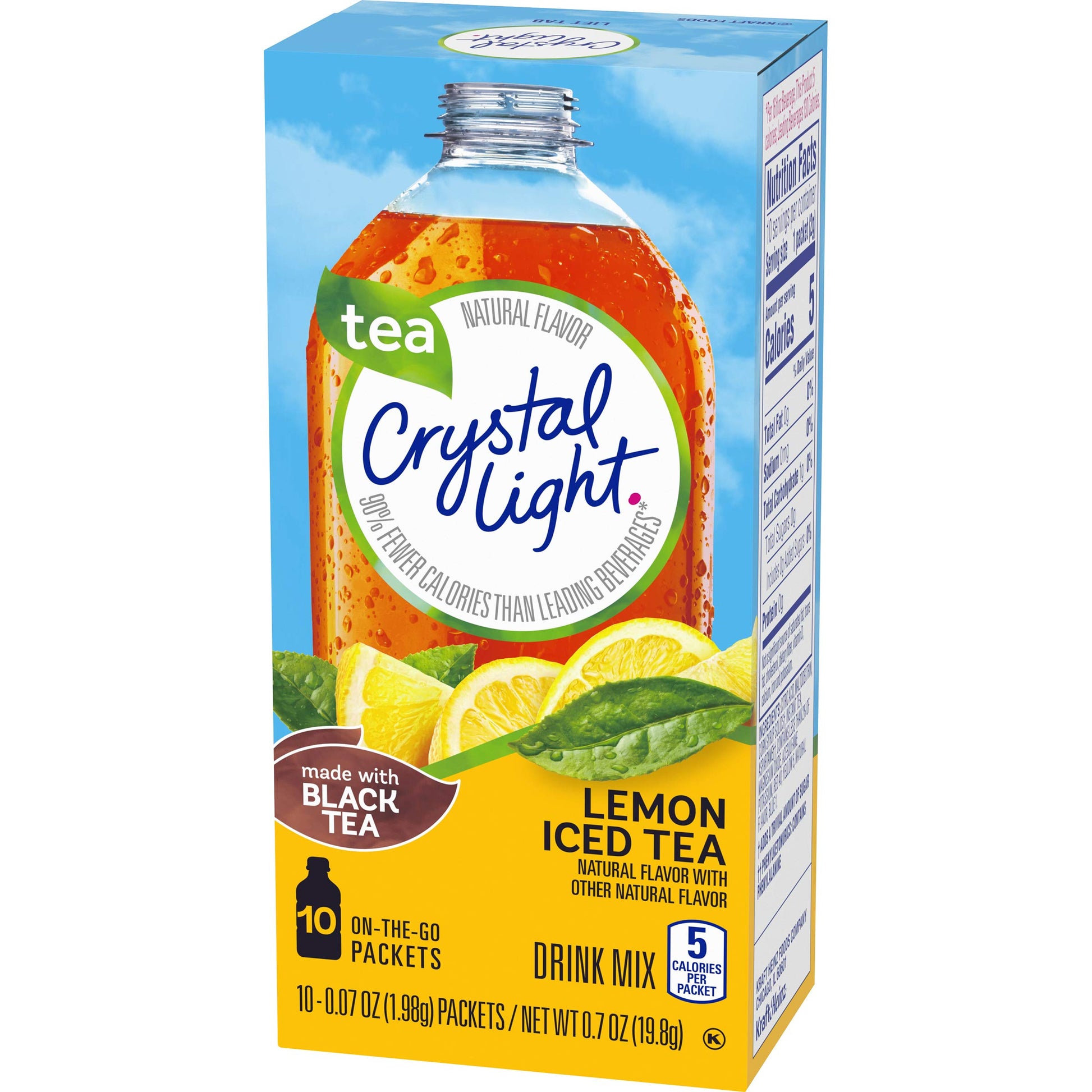 Crystal Light Lemon Iced Tea Naturally Flavored Powdered Drink Mix (60 Ct Multipack, 6 Boxes Of 10 Ct On-The-Go-Packets)