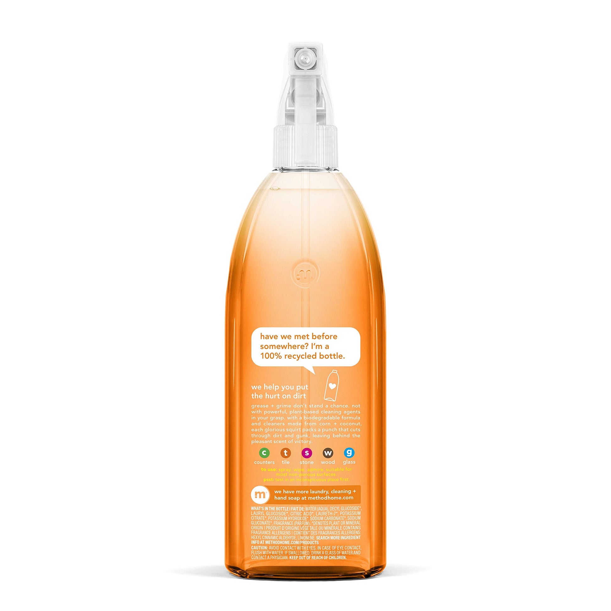 Method All-Purpose Cleaner Spray, Ginger Yuzu, Plant-Based and Biodegradable Formula Perfect for Most Counters, Tiles, Stone, and More, 28 oz Spray Bottle, (Pack of 8)