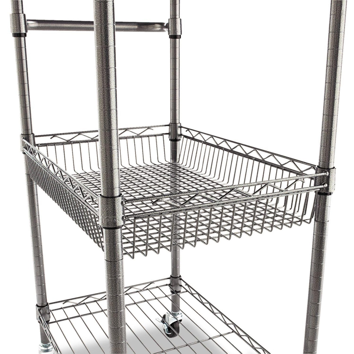 Alera Three-Tier Wire Rolling Cart, 28w x 16d x 39h, Black Anthracite