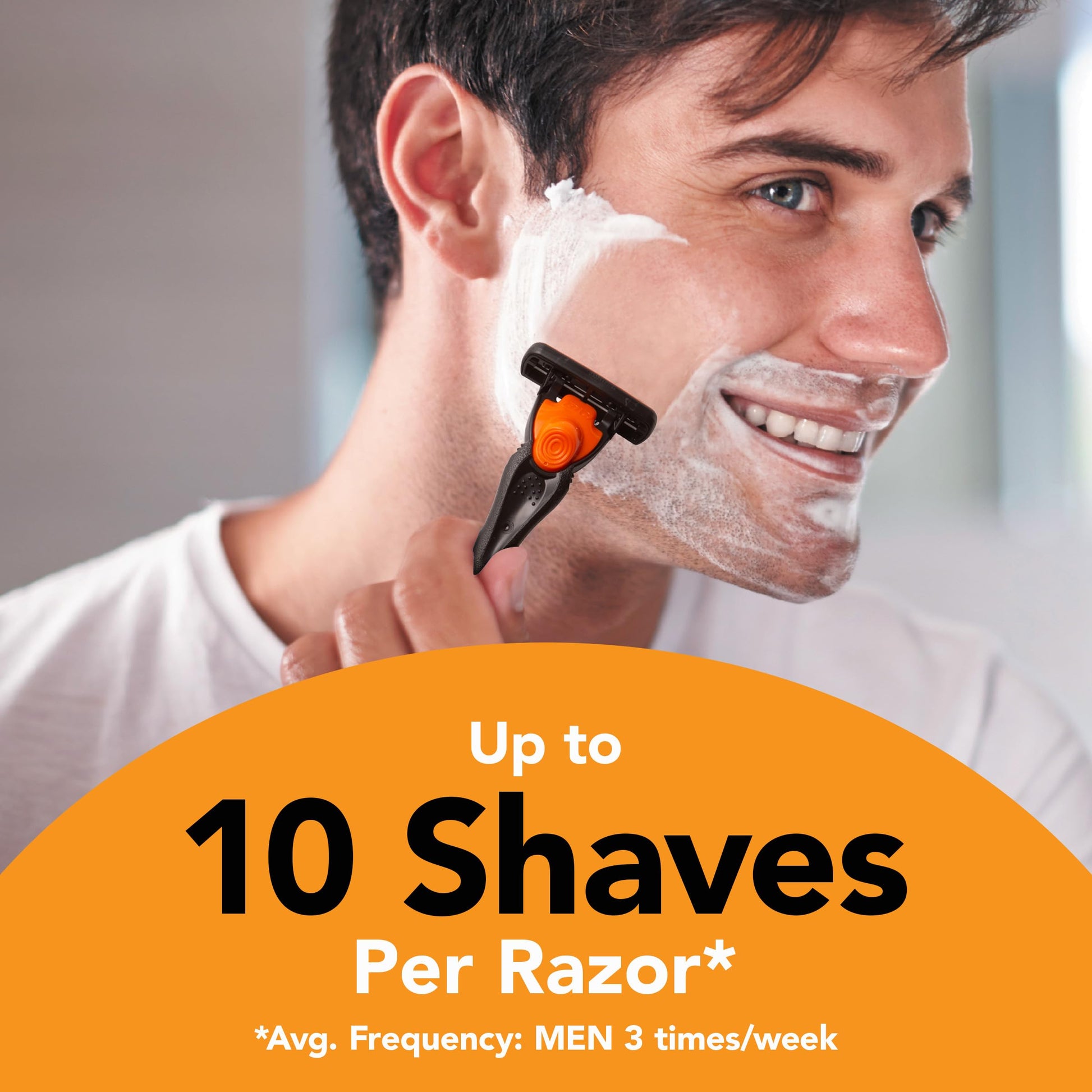 BIC Comfort 3 Refillable Three-Blade Disposable Razor for Men, Sensitive Skin Razor For a Comfortable Shave, 1 Handle and 6 Cartridges, 7 Piece Razor Set
