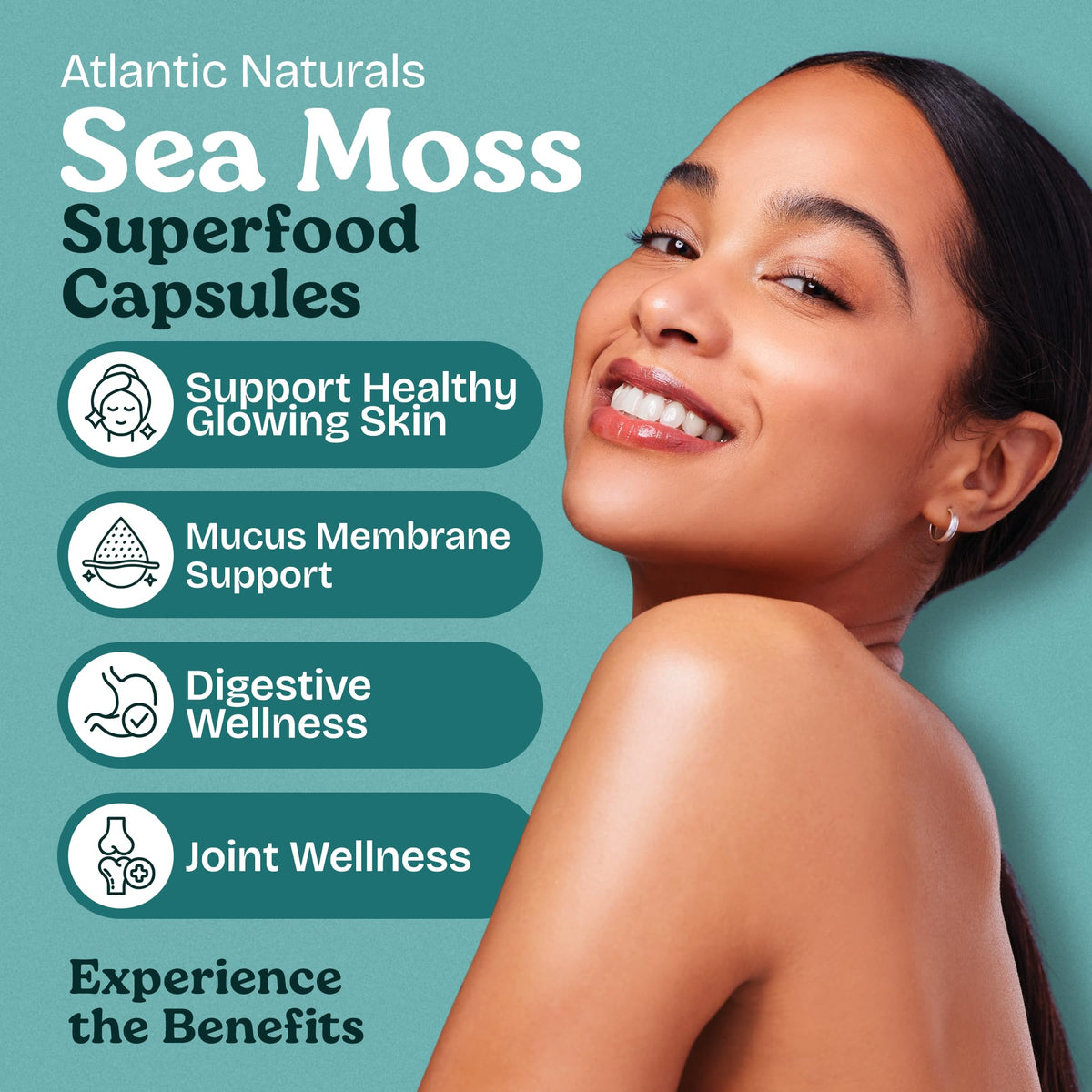 Atlantic Naturals Sea Moss Capsules with Moringa, Ashwagandha, Black Seed Oil, Ginger & Ginseng – Atlantic Sea Moss Supplements for Men and Women – for Daily Energy & Wellness Blend – 120 Count