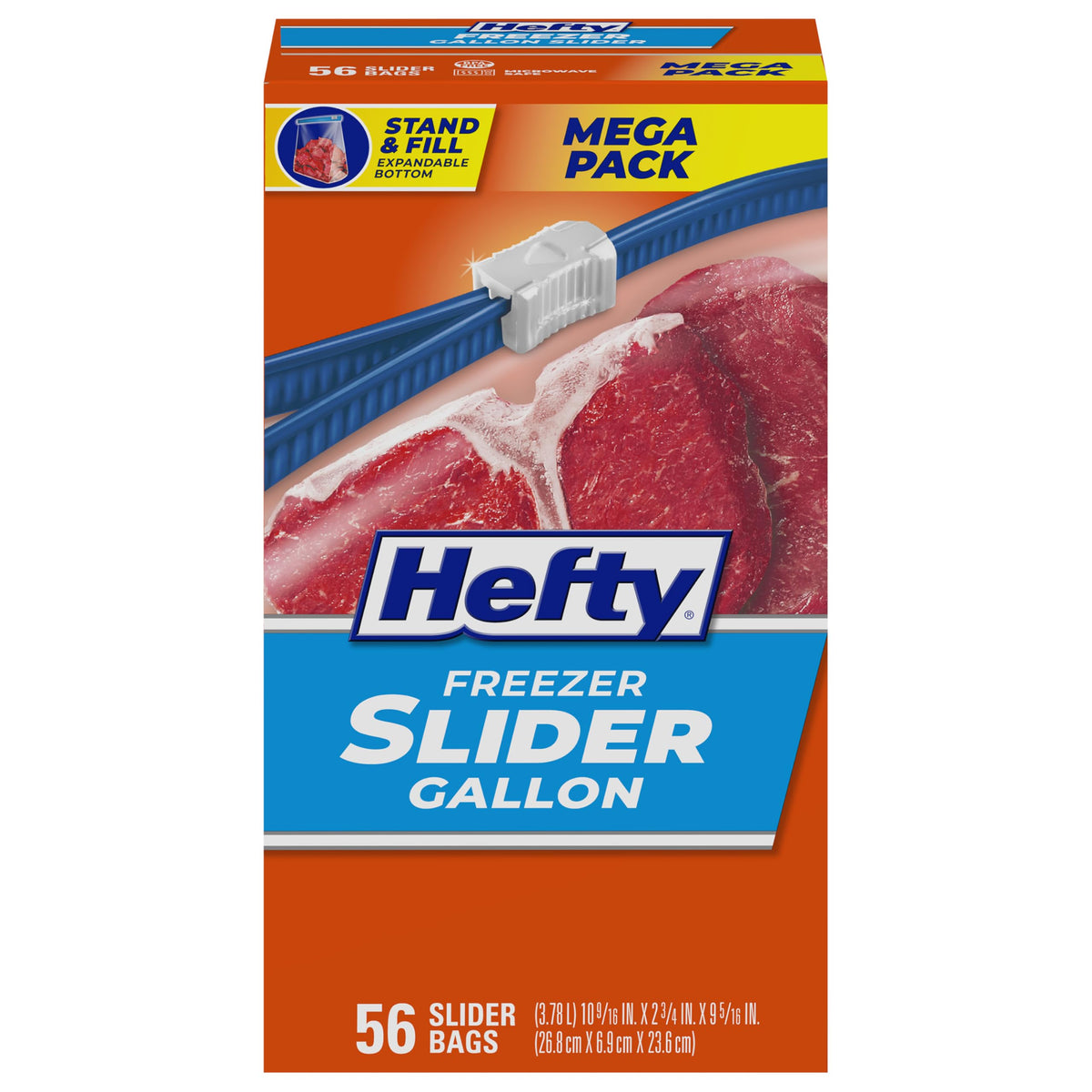 Hefty Slider Freezer Storage Bags, Gallon Size, 25 Count (Pack of 9), 225 Total