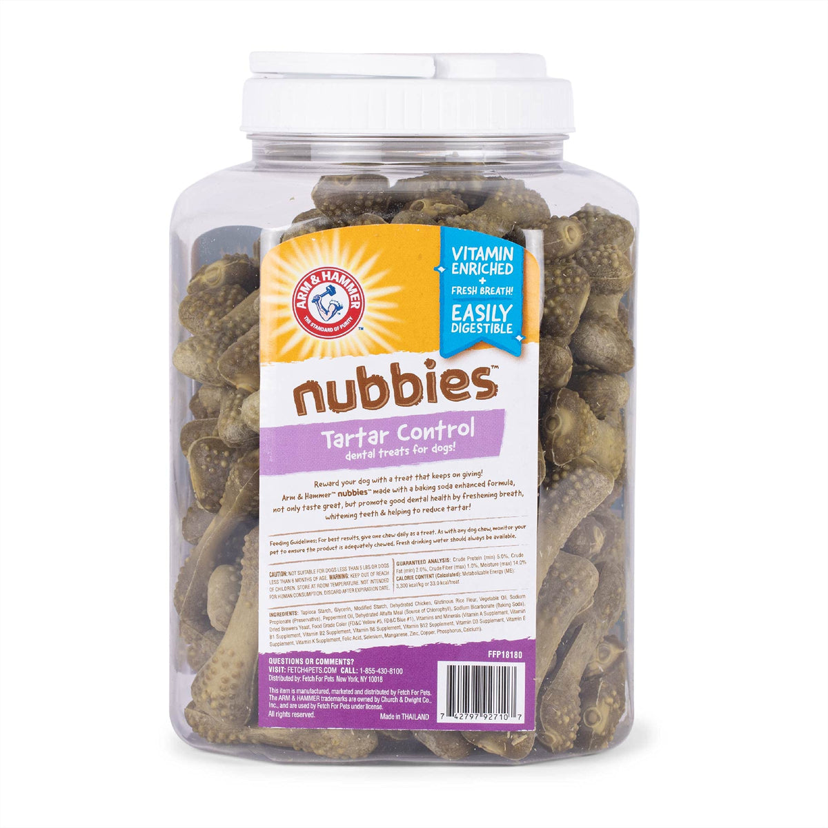 Arm & Hammer for Pets Nubbies Dental Treats for Dogs | Dental Chews Fight Bad Breath, Plaque & Tartar Without Brushing | Mint Flavor Value Bucket, 139 Pcs