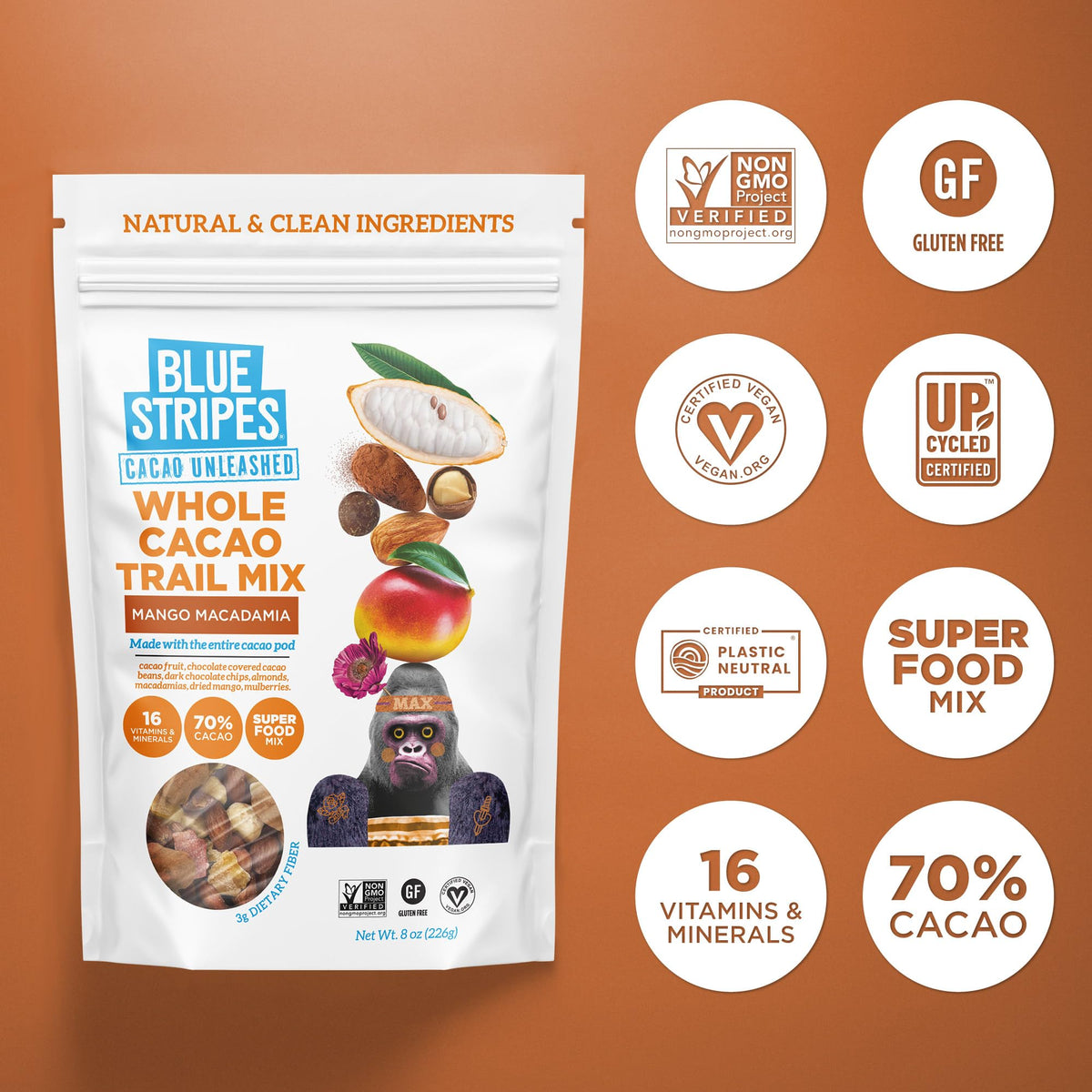 Blue Stripes Mango Macadamia Trail Mix, 8 OZ