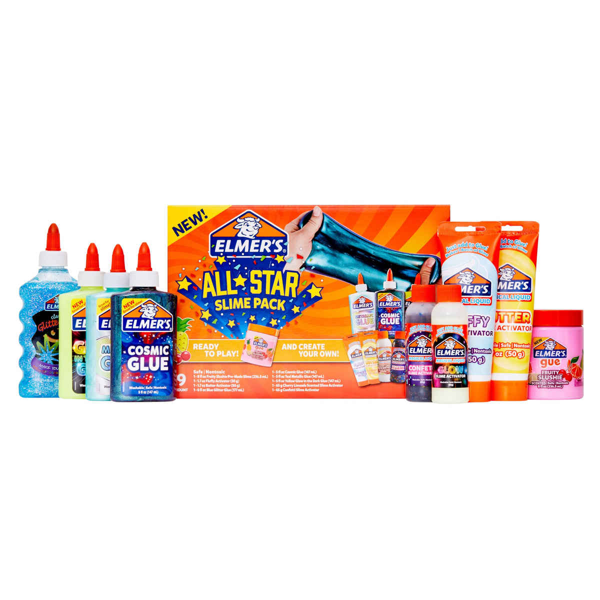 Elmer’s All-Star Slime Kit Includes Liquid Glue Activator and Premade Slime 9 Count