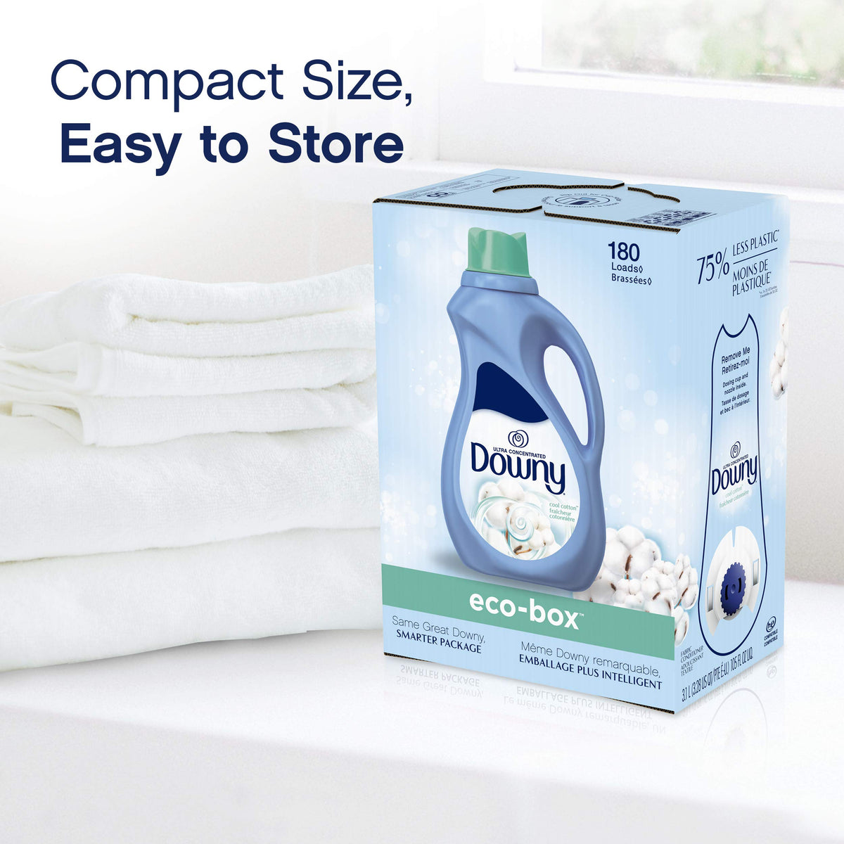 Downy Eco-box Ultra Concentrated Liquid Fabric Conditioner (fabric Softener), Cool Cotton, 180 Loads, 105 Fl Oz