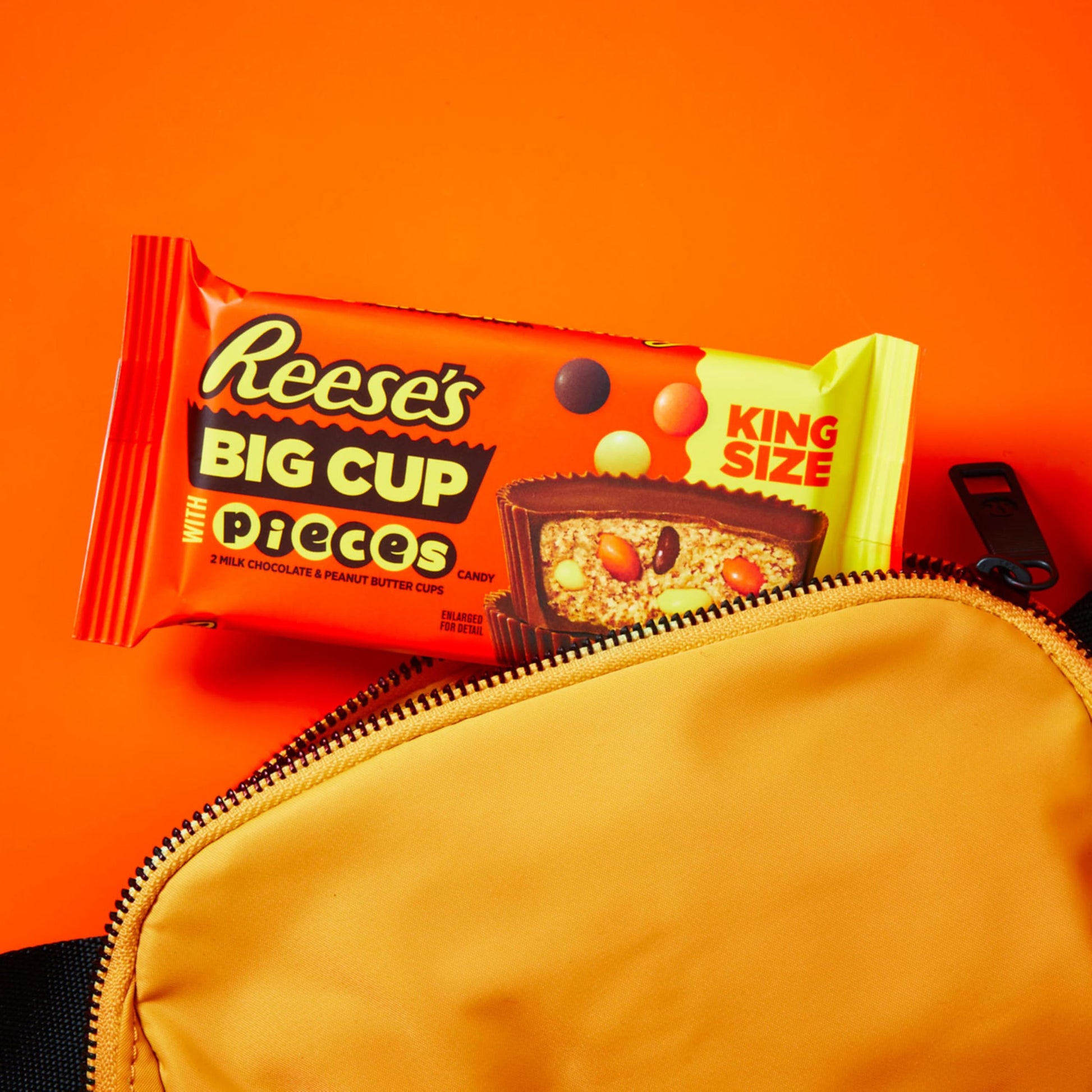 REESE'S Big Cup with Pieces Milk Chocolate King Size Peanut Butter Cups, Candy Packs, 2.8 oz (16 Count)