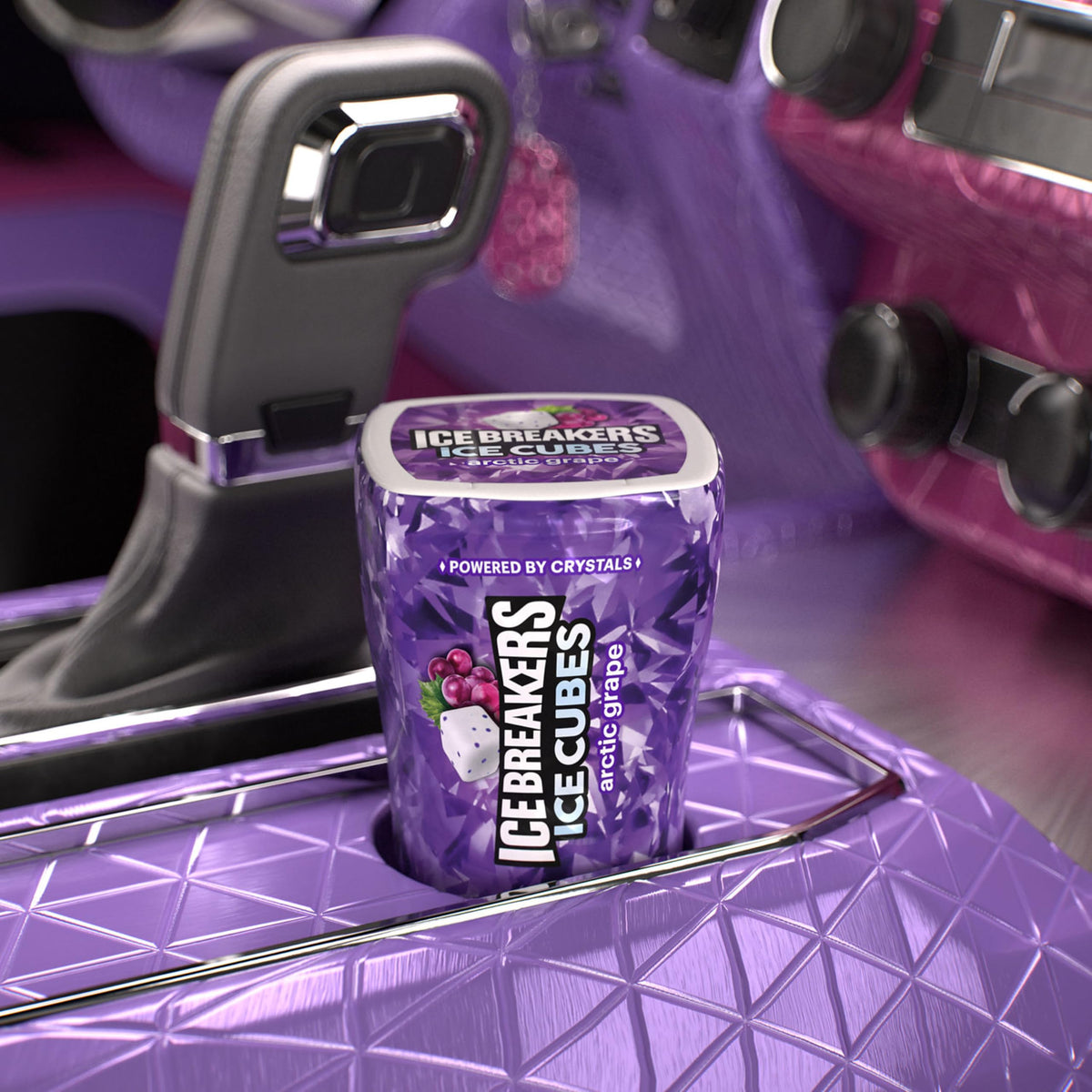 ICE BREAKERS Ice Cubes Arctic Grape Sugar Free Chewing Gum Bottles, 3.24 oz (6 Count, 40 Pieces)
