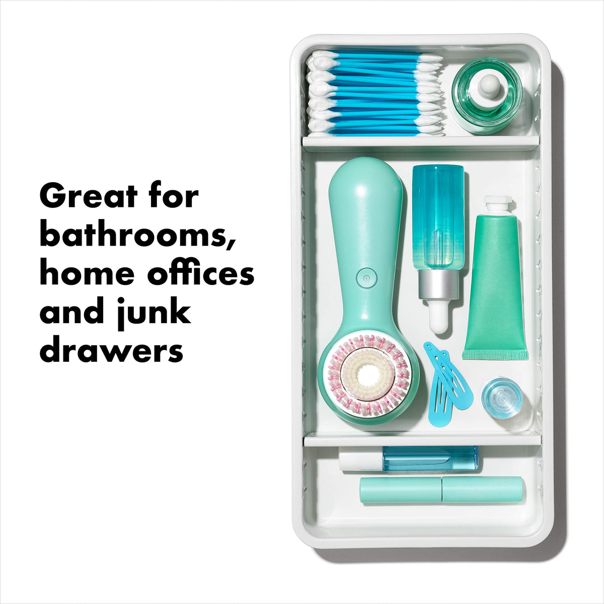 OXO Good Grips Adjustable Bathroom Drawer Bin with Removable Dividers â€“ 6â€x12â€