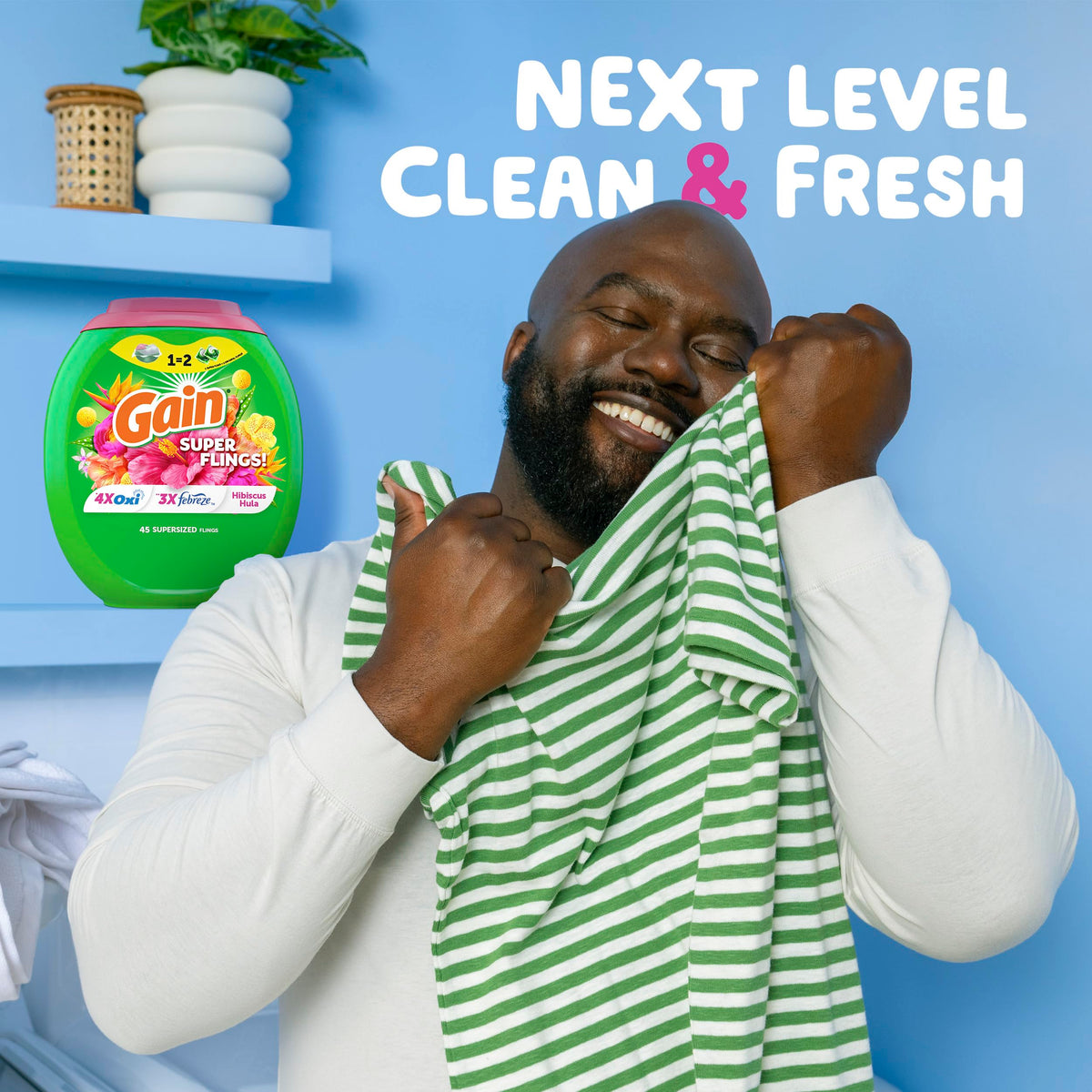 Gain Super Sized Flings Laundry Detergent Pacs, 18 Count, Hibiscus Hula Scent