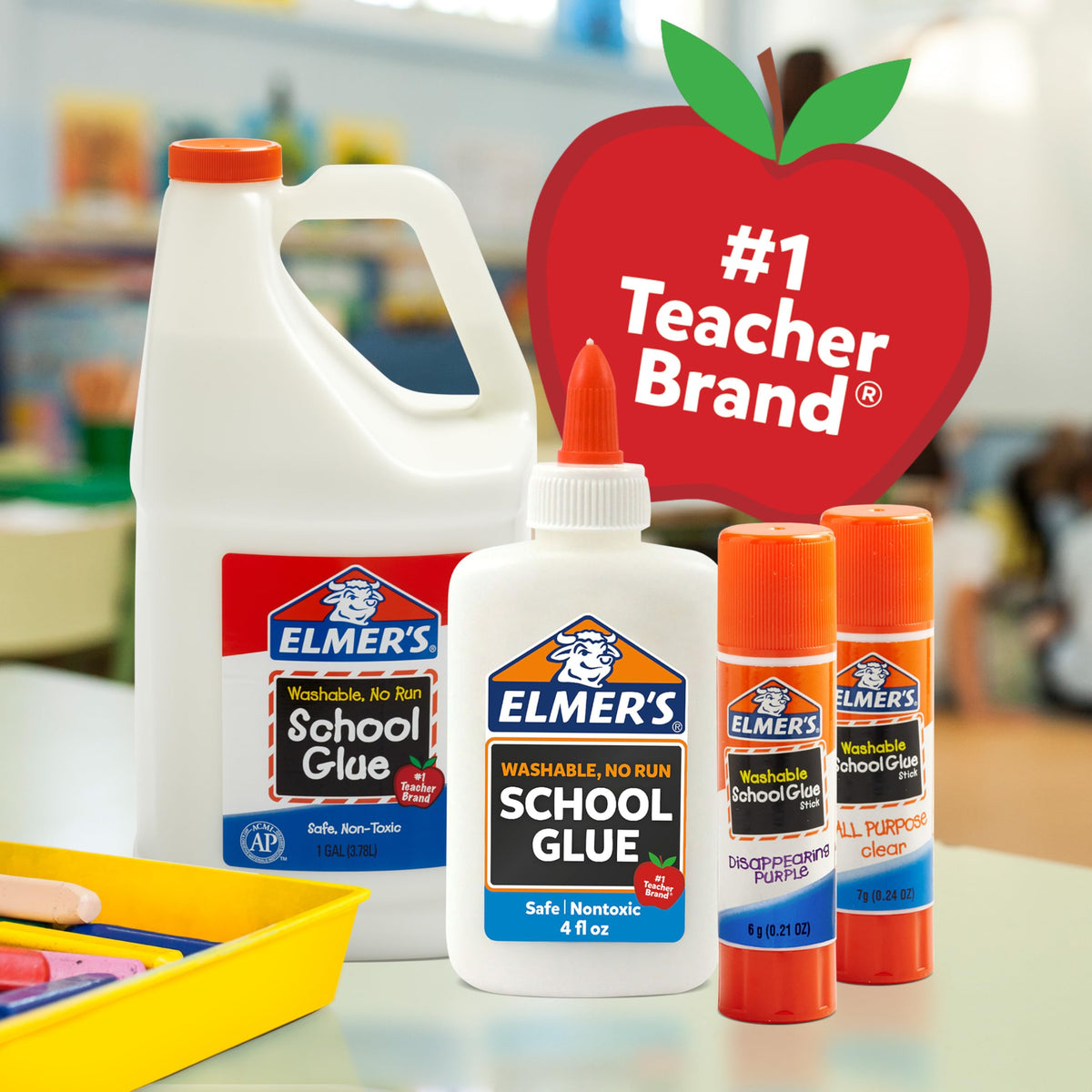 Elmer's Liquid Glitter Glue Assorted 6oz I Blue Pink Purple, #1 Teacher Brand