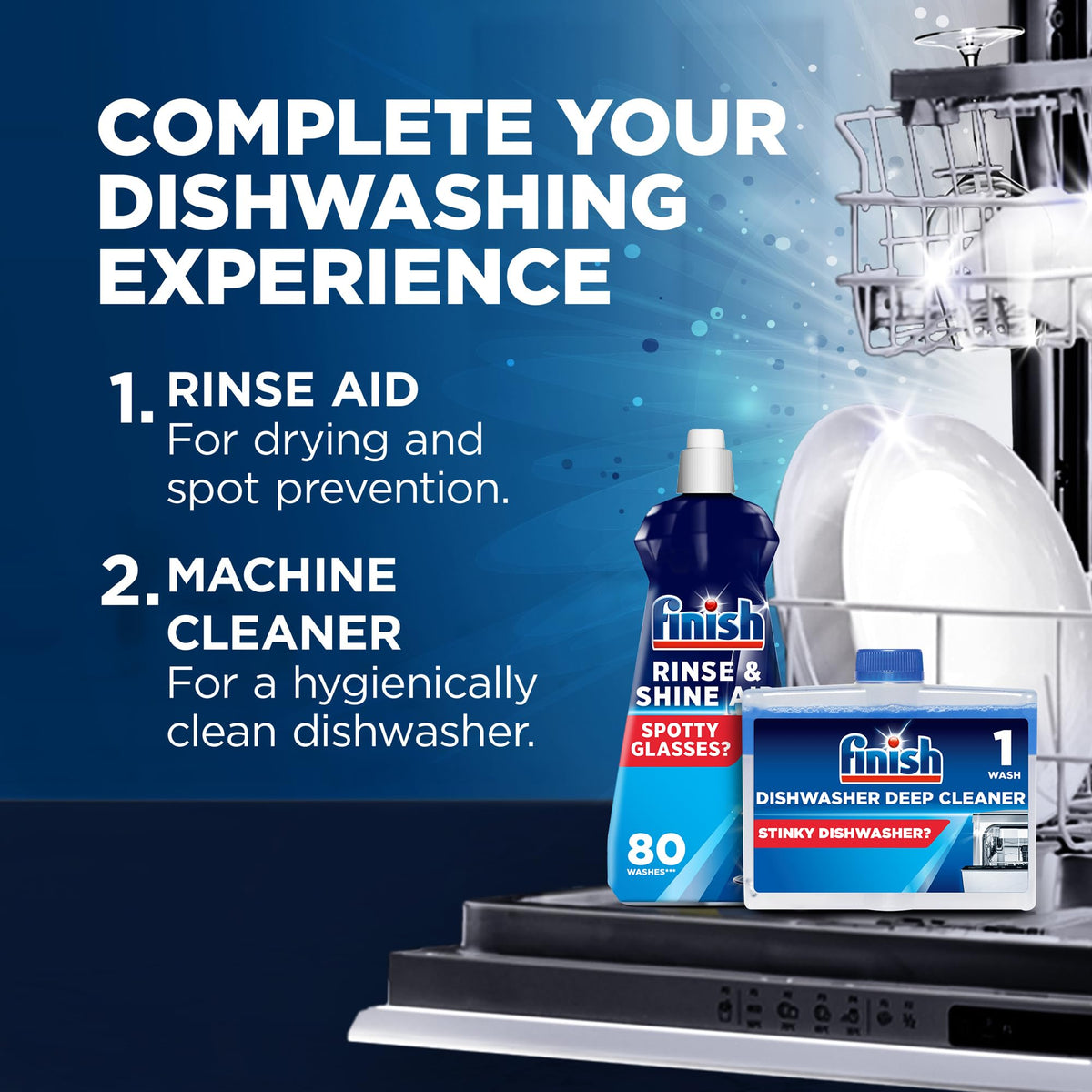 Finish Dishwasher Machine Cleaner | Original | Pack of 8, 250ml Each |Deep Cleans and Helps to prolong life of your dishwasher
