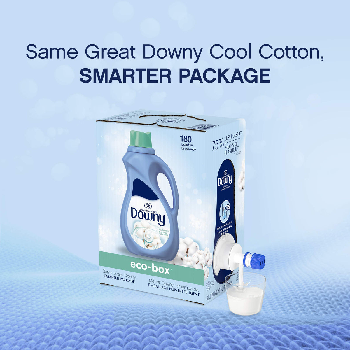 Downy Eco-box Ultra Concentrated Liquid Fabric Conditioner (fabric Softener), Cool Cotton, 180 Loads, 105 Fl Oz