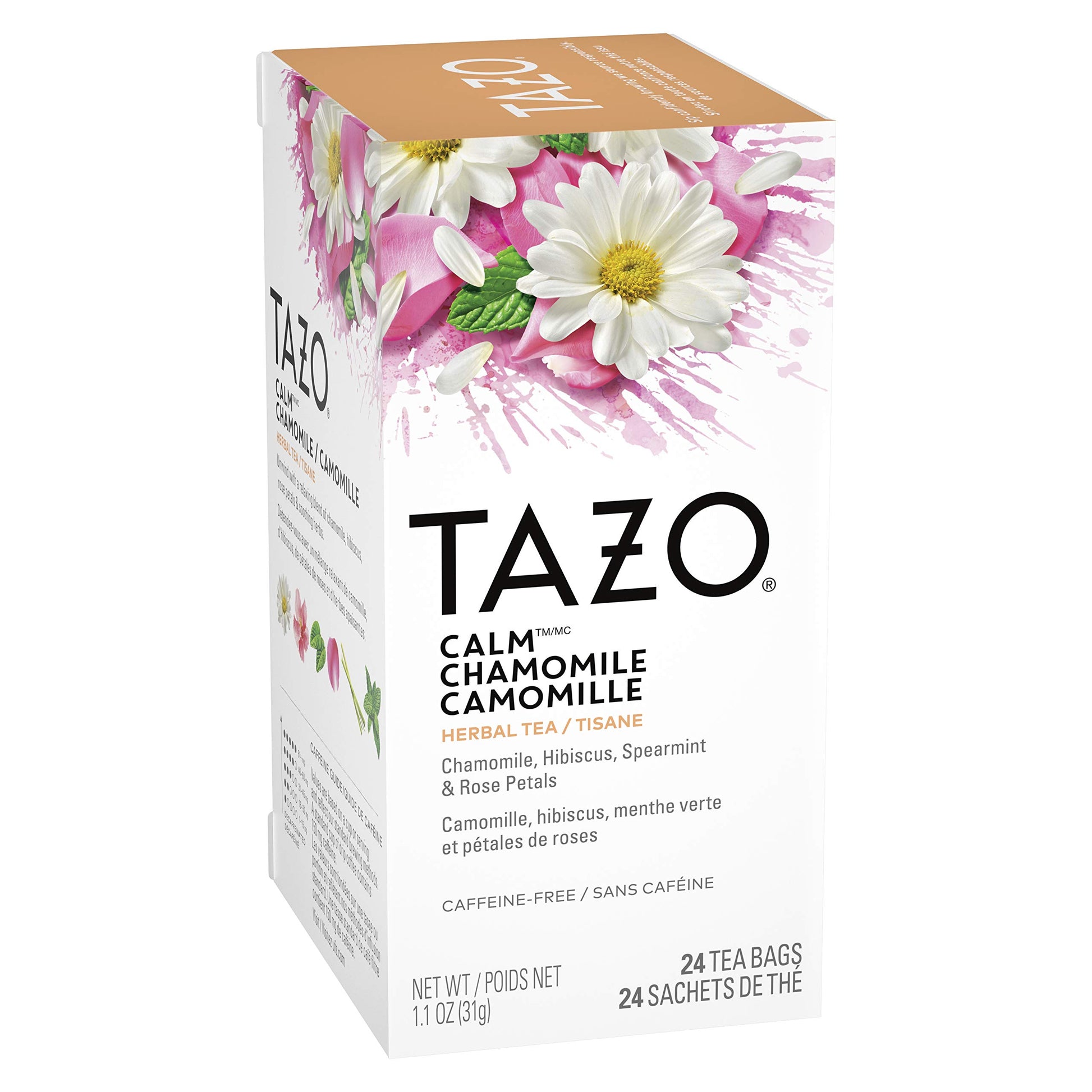 TAZO Calm Enveloped Hot Tea Bags Herbal, Caffeine Free, Chamomile, 24 Teabags (Pack of 6)