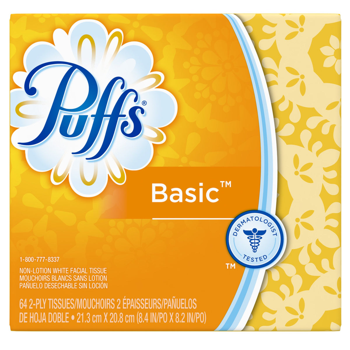 Puffs Basic Facial Tissues; 64 Count; 1 Cube Box (64 Tissues In Box)