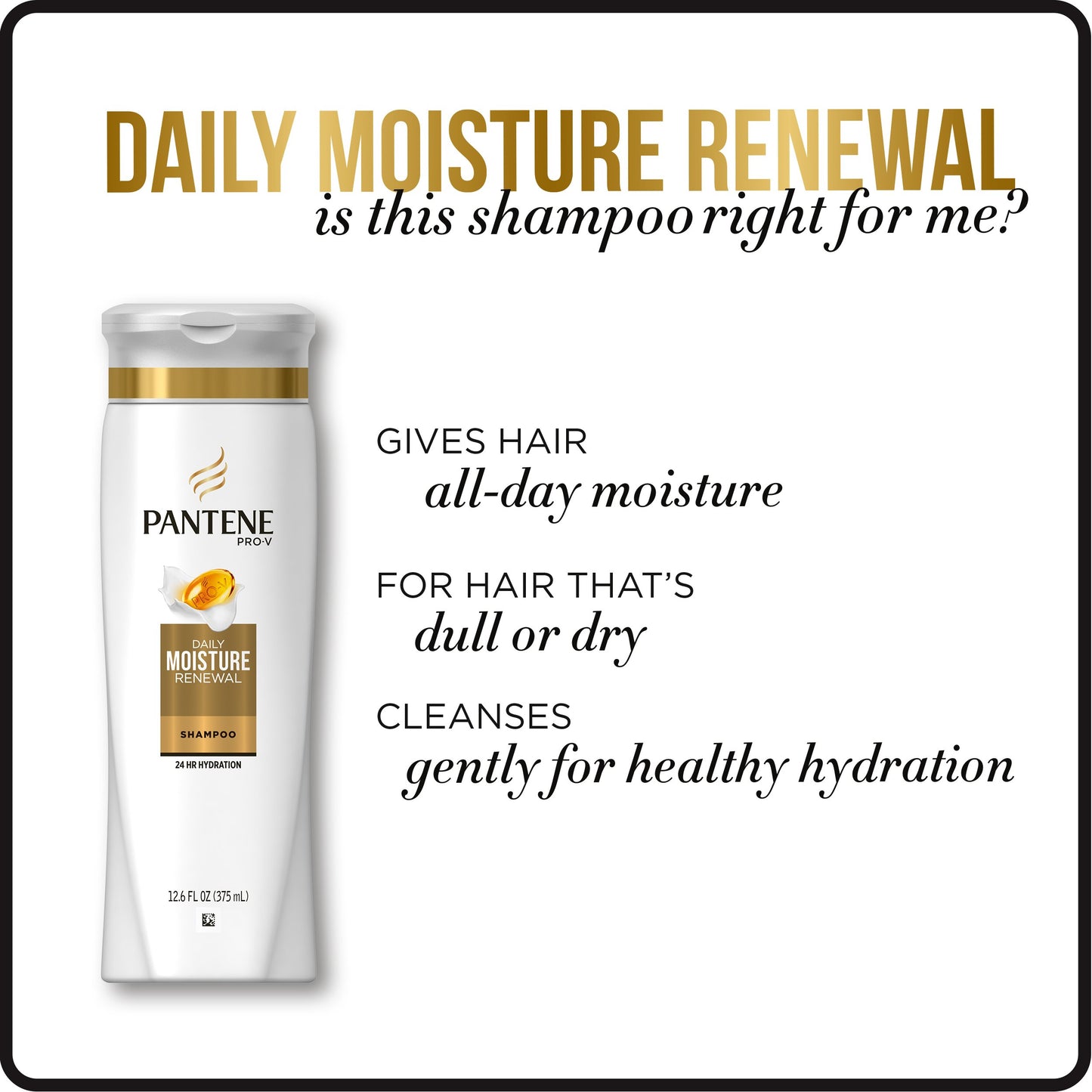 Pantene Pro-v Daily Moisture Renewal Shampoo, 3.38 Fluid Ounce (pack Of 24)