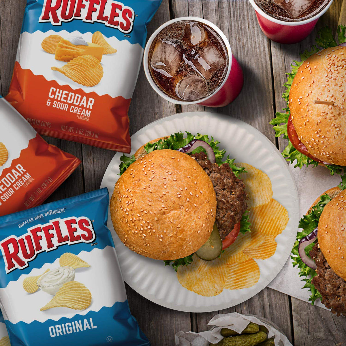Frito Lay Ruffles Chips and Lay's Ranch Dip Cups Variety Pack, (Pack o ...