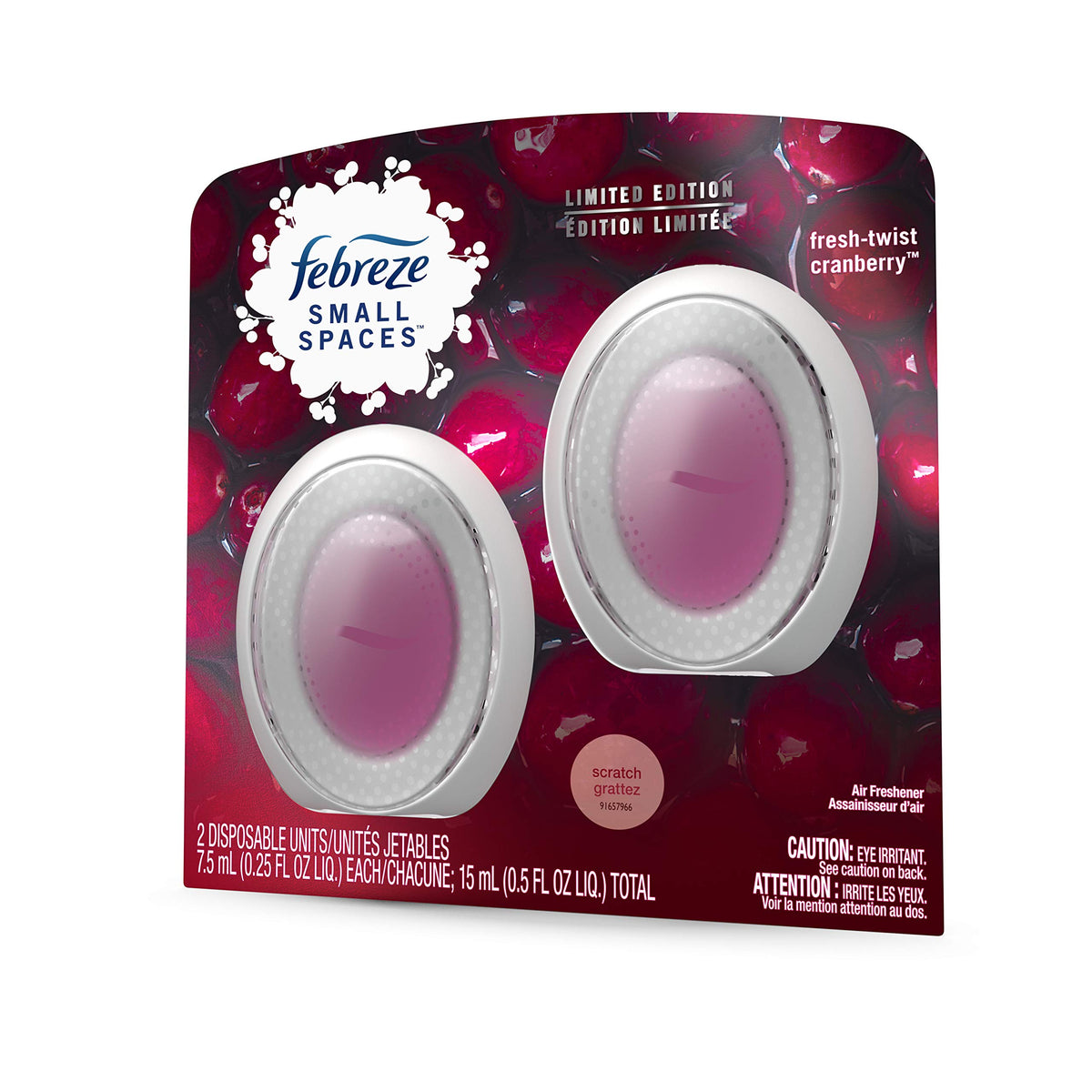Febreze Small Spaces, Fresh - Twist Cranberry, 2 count