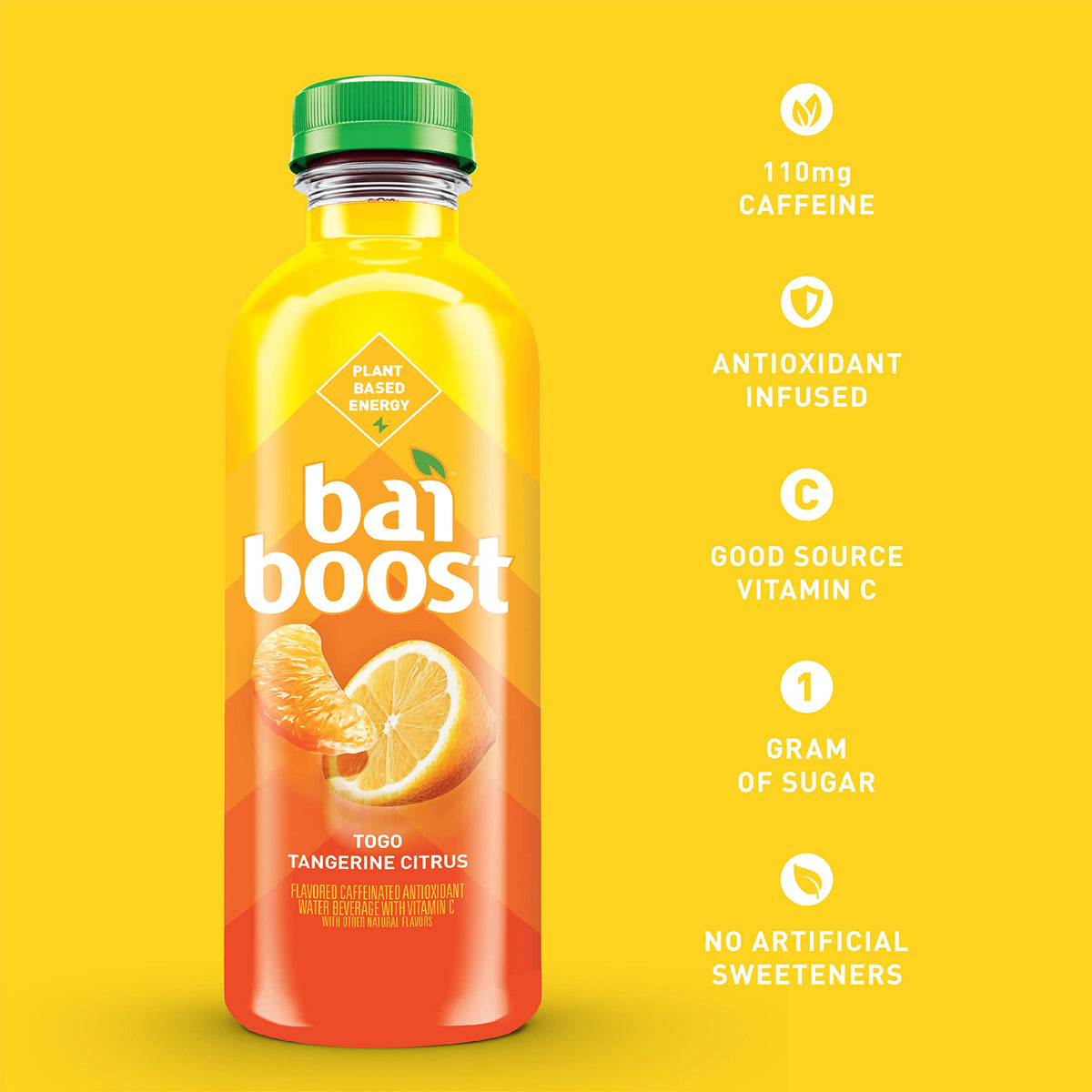 Bai Boost Togo Tangerine Citrus, Antioxidant Infused Beverage, 18 fl oz bottle (Pack of 12)
