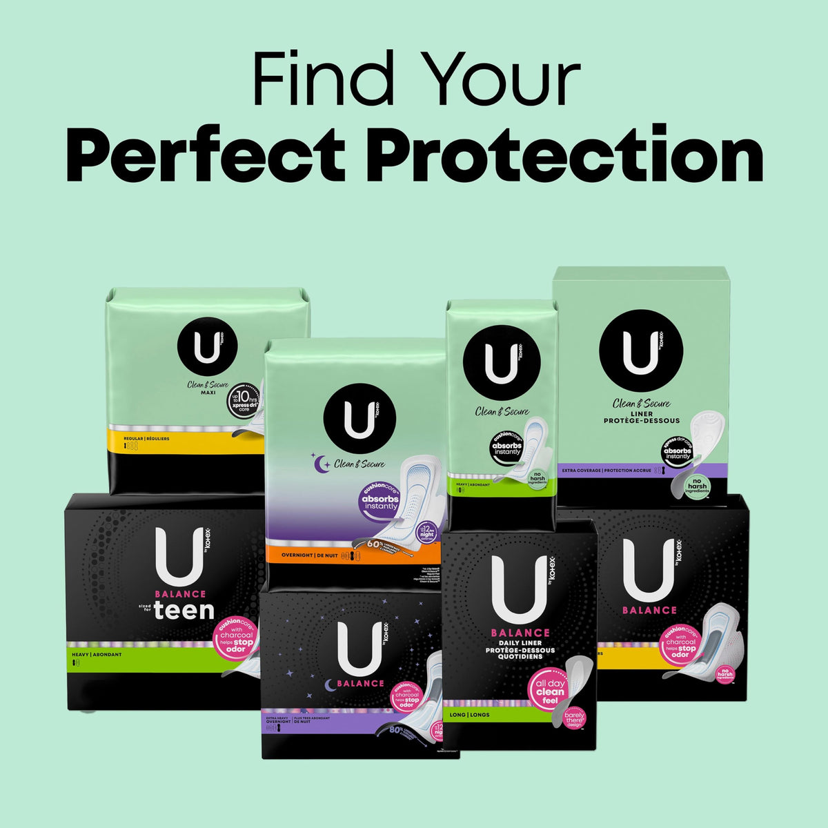 U by Kotex Ultra Thin Pads, Clean & Secure, Heavy Absorbency, 56 Count (Packaging May Vary)