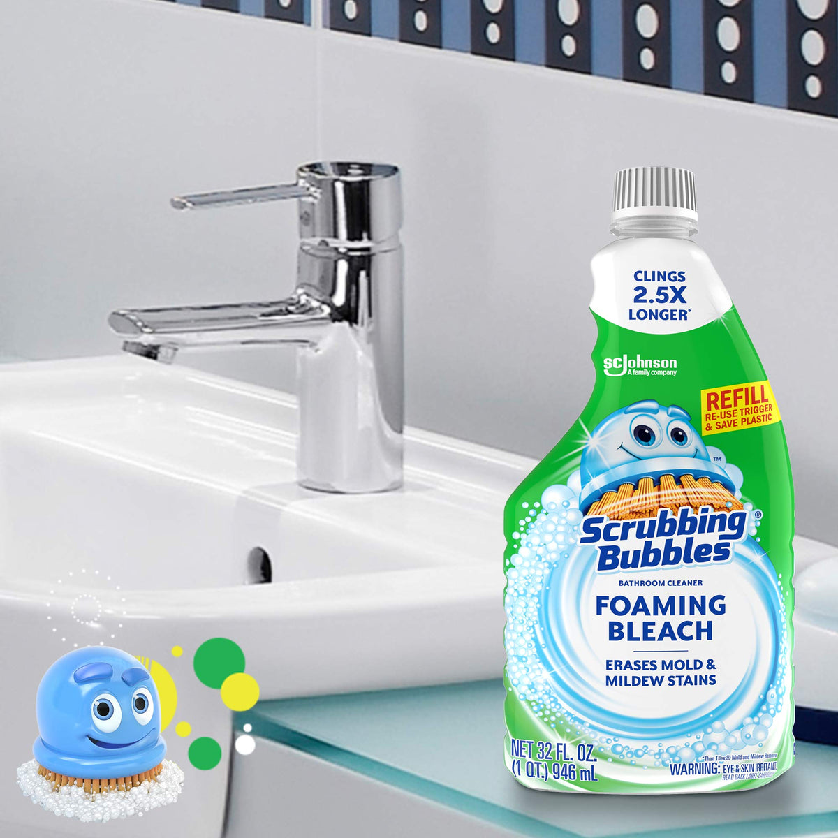 Scrubbing Bubbles Foaming Bleach Bathroom Cleaner, Refill Bottle, 32 oz