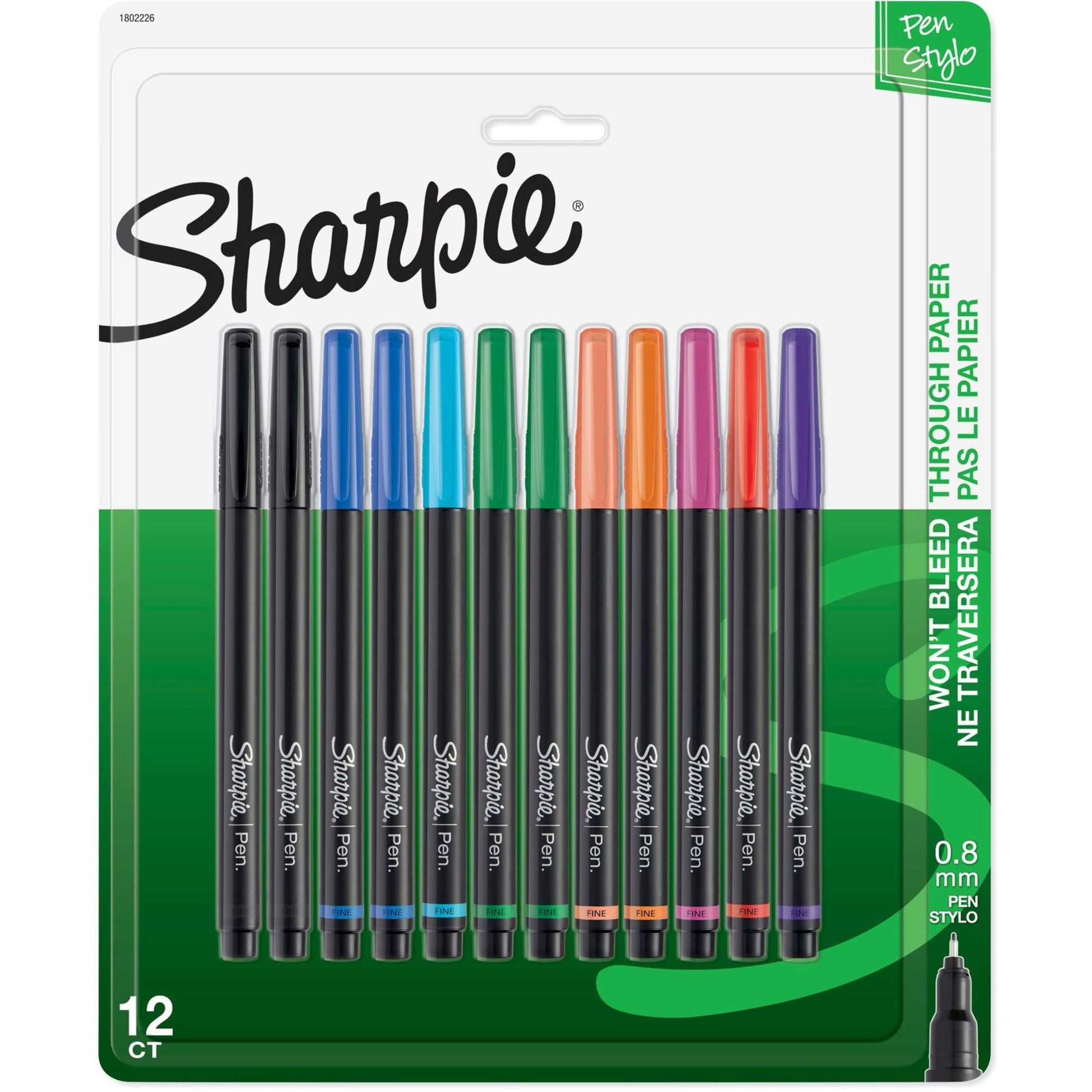 Sharpie Felt Tip Pens, Fine Point Pens (0.4mm), Felt Tip Markers, Assorted Colors, 12 Count - Journaling, Art, Drawing, Markers