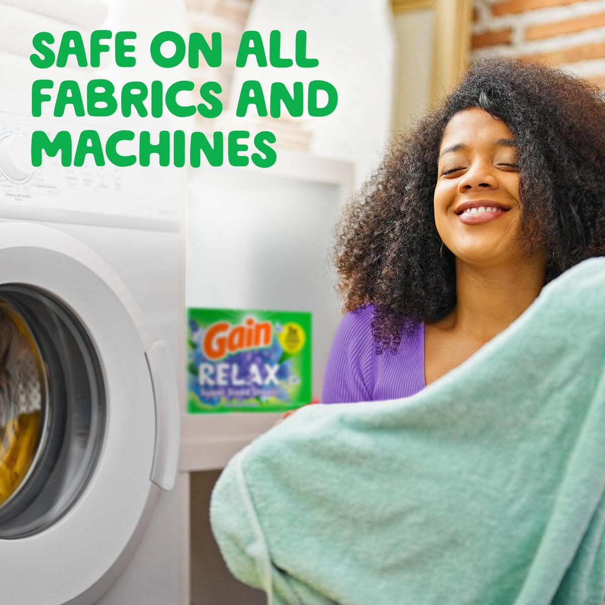 Gain Super Sized Dryer Sheets, Laundry Fabric Softener, Relax, 130 Count