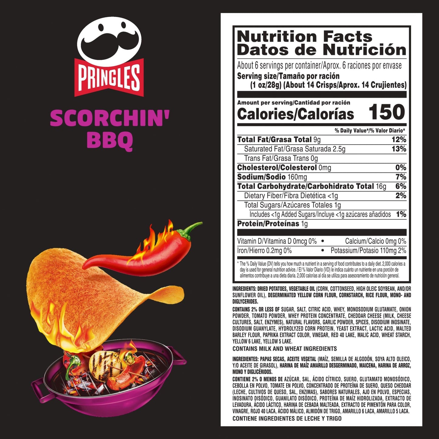 Pringles Scorchin' BBQ Potato Crisps, 5.5 oz (Pack of 2) with By The Cup Mints