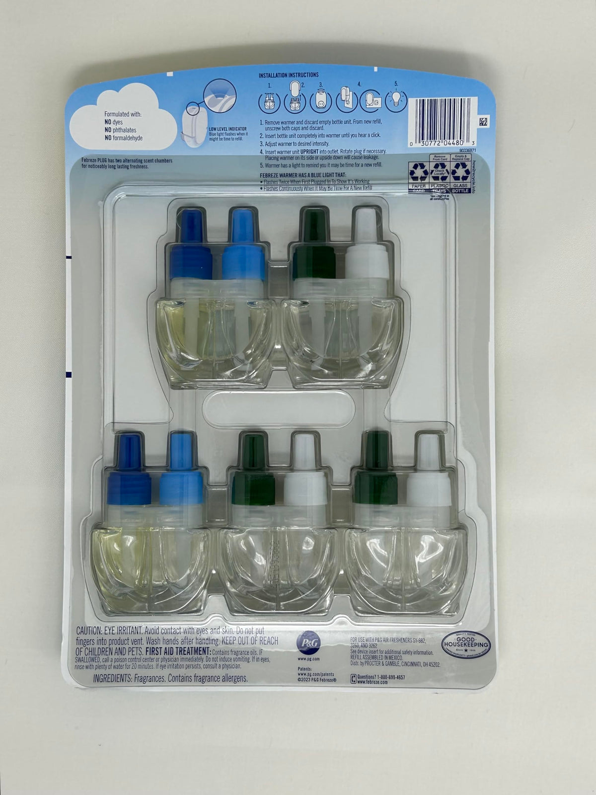 Febreze Plug-in Refills (5pack); Bamboo (3ct.) and Bora Bora Waters (2ct.), Febreze plugs, 5ct Scented Oils, Pet Friendly Scent, Febreze Air Freshener, Blue; White; Green