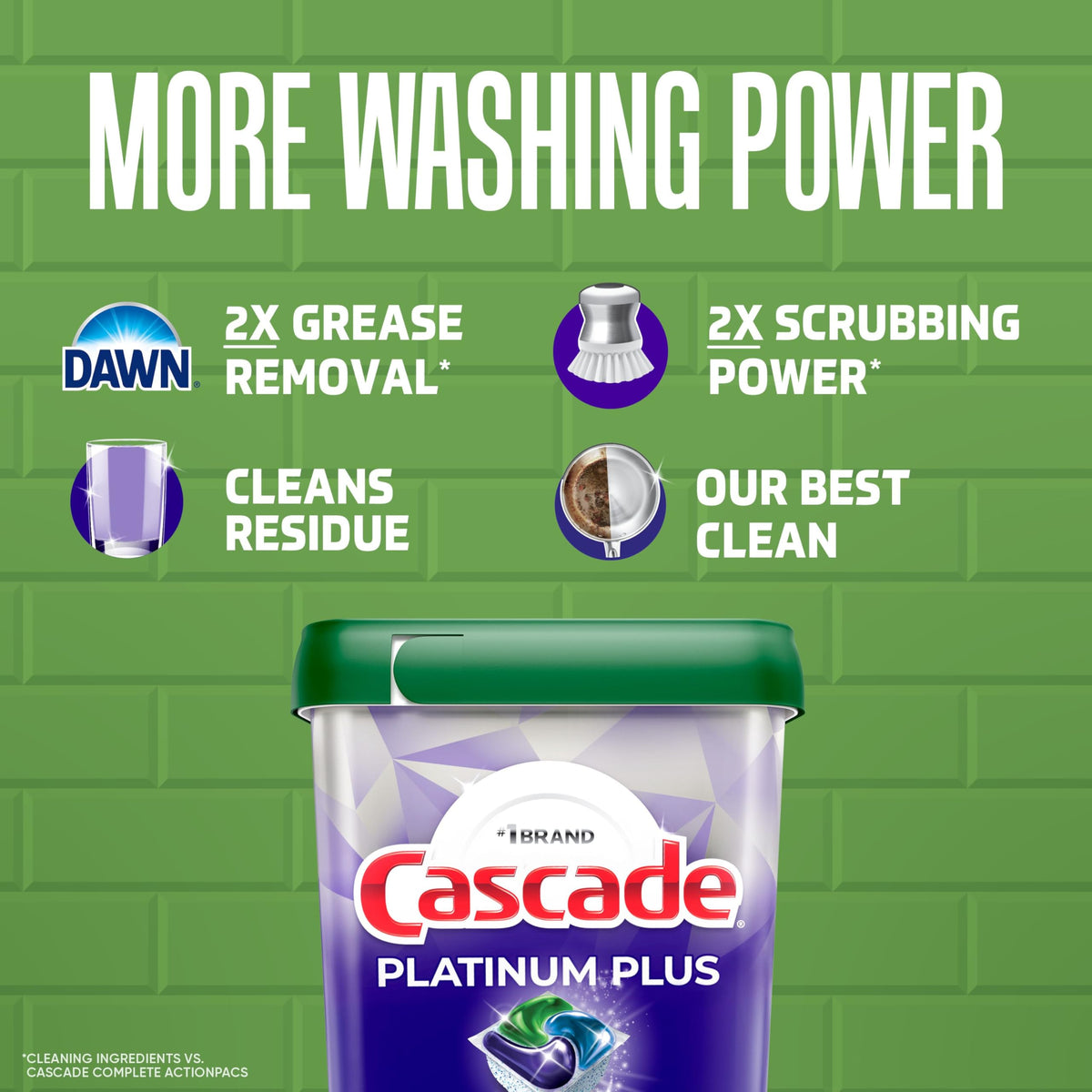 Cascade Platinum Plus Action Pacs Dishwasher Detergent - Fresh Scent, 51 Pack