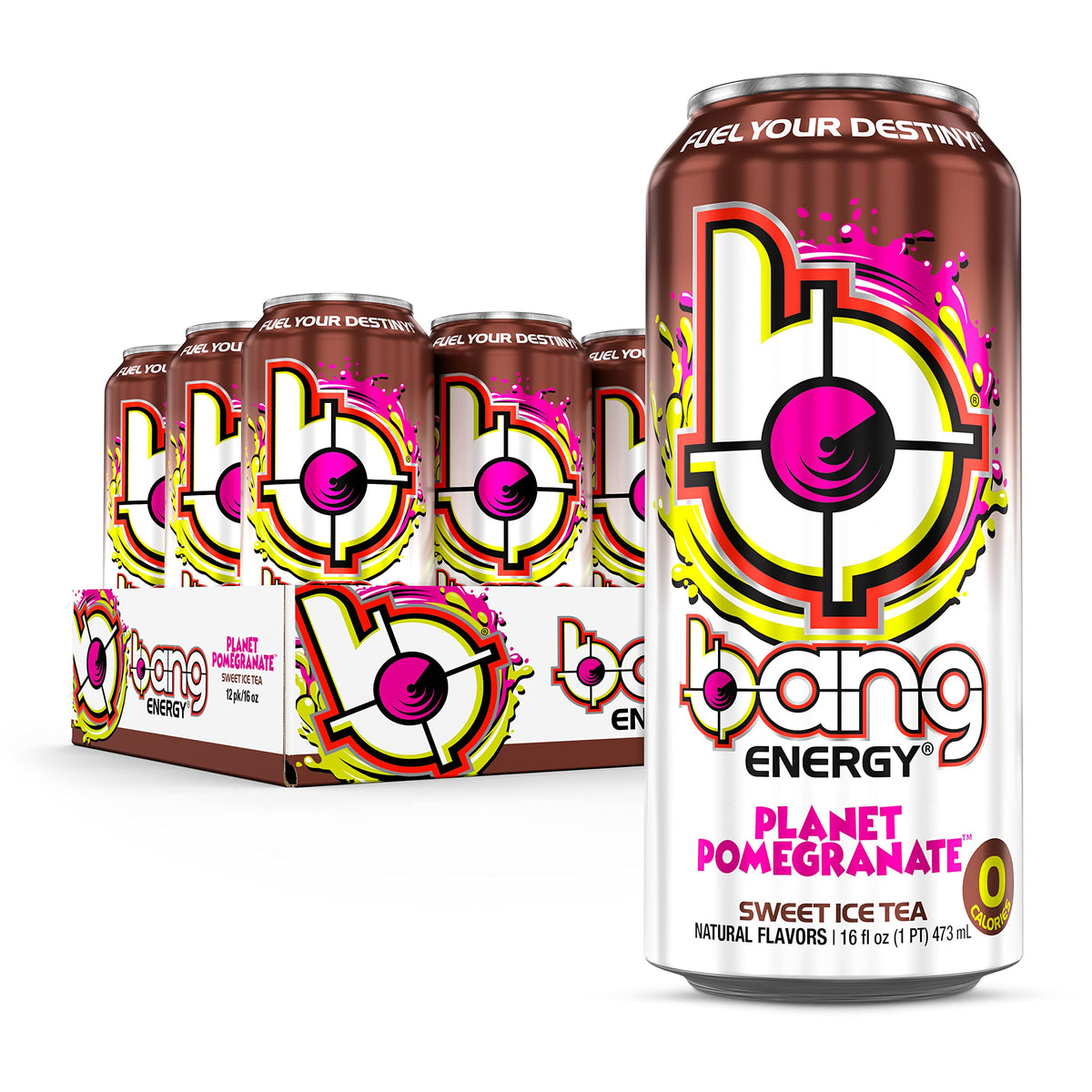 Bang Energy Planet Pomegranate Sweet Tea, Sugar-Free Energy Drink, 16 Ounces (Pack of 12)