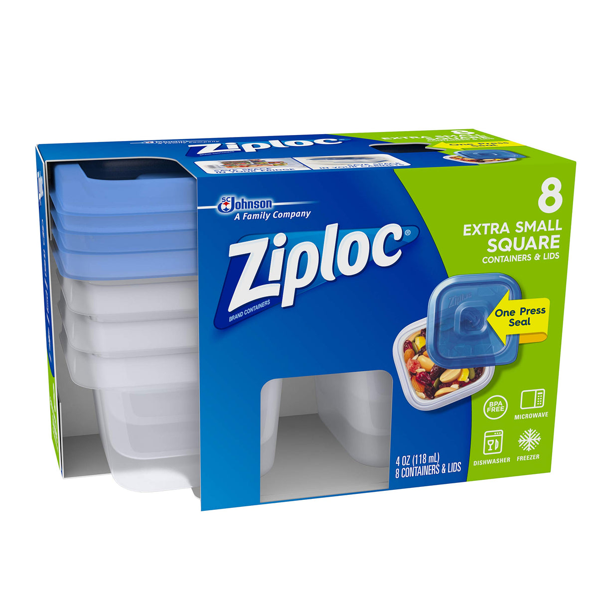 Ziploc One Press Seal Extra Small Square Container - 8 ct (Pack - 6)