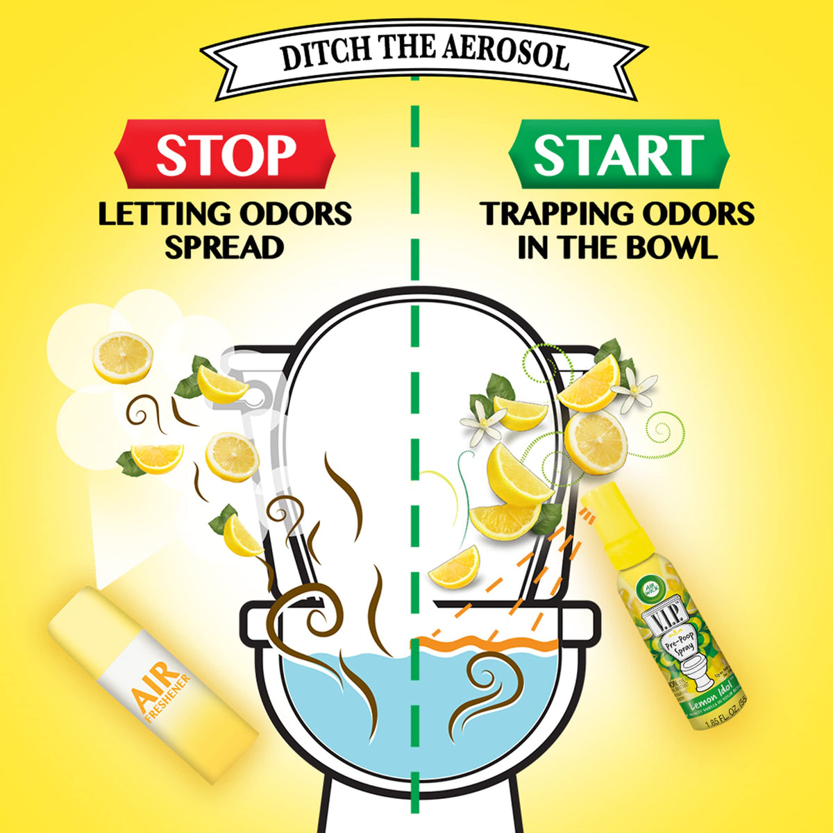 Air Wick V.I.P. Pre-Poop Toilet Perfume, Lemon Idol, 1.85 Fl Oz (Pack of 3)