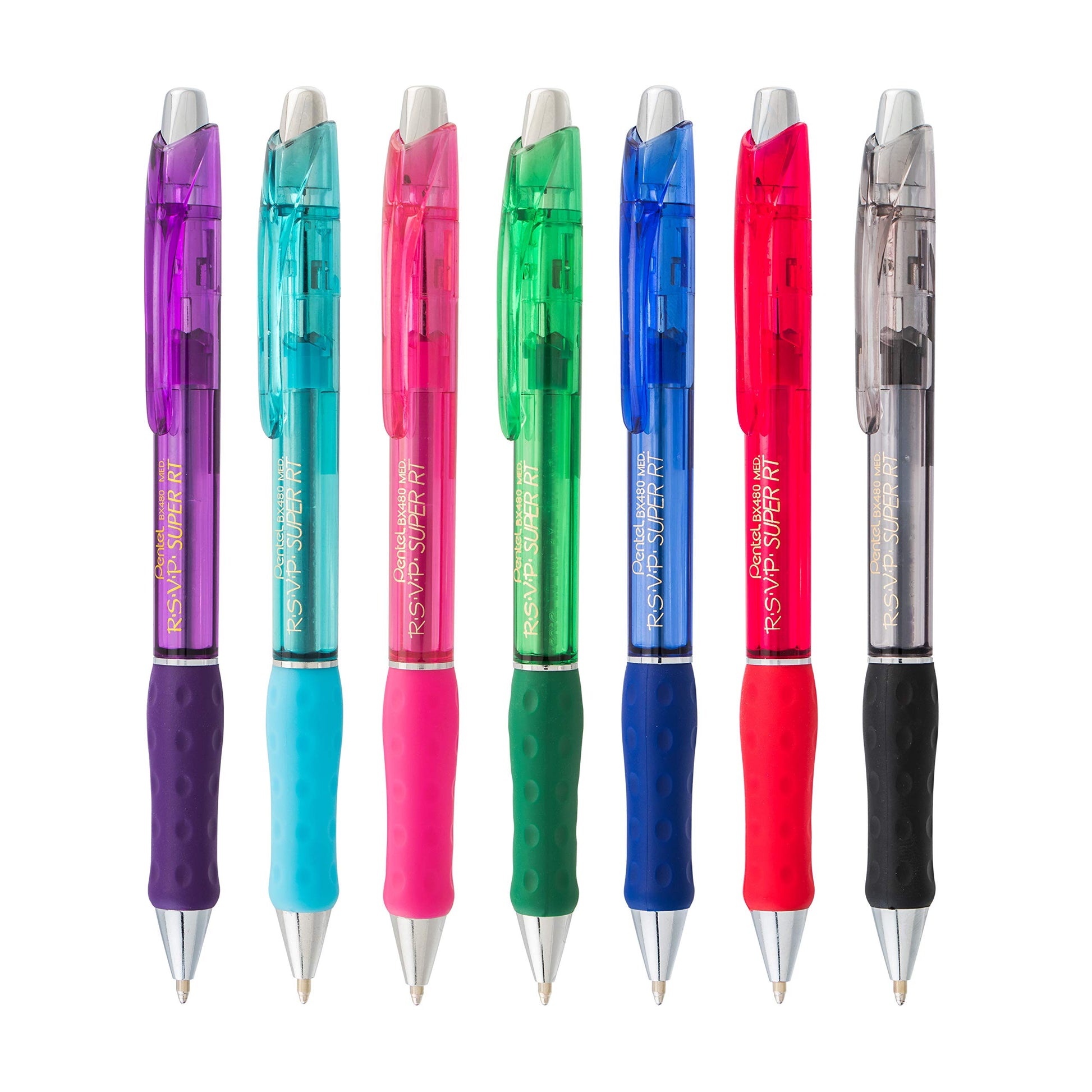 Pentel RSVP Super RT Ballpoint Pen, (1.0mm) Medium Line, Black Ink, Box of 12 (BX480-A)