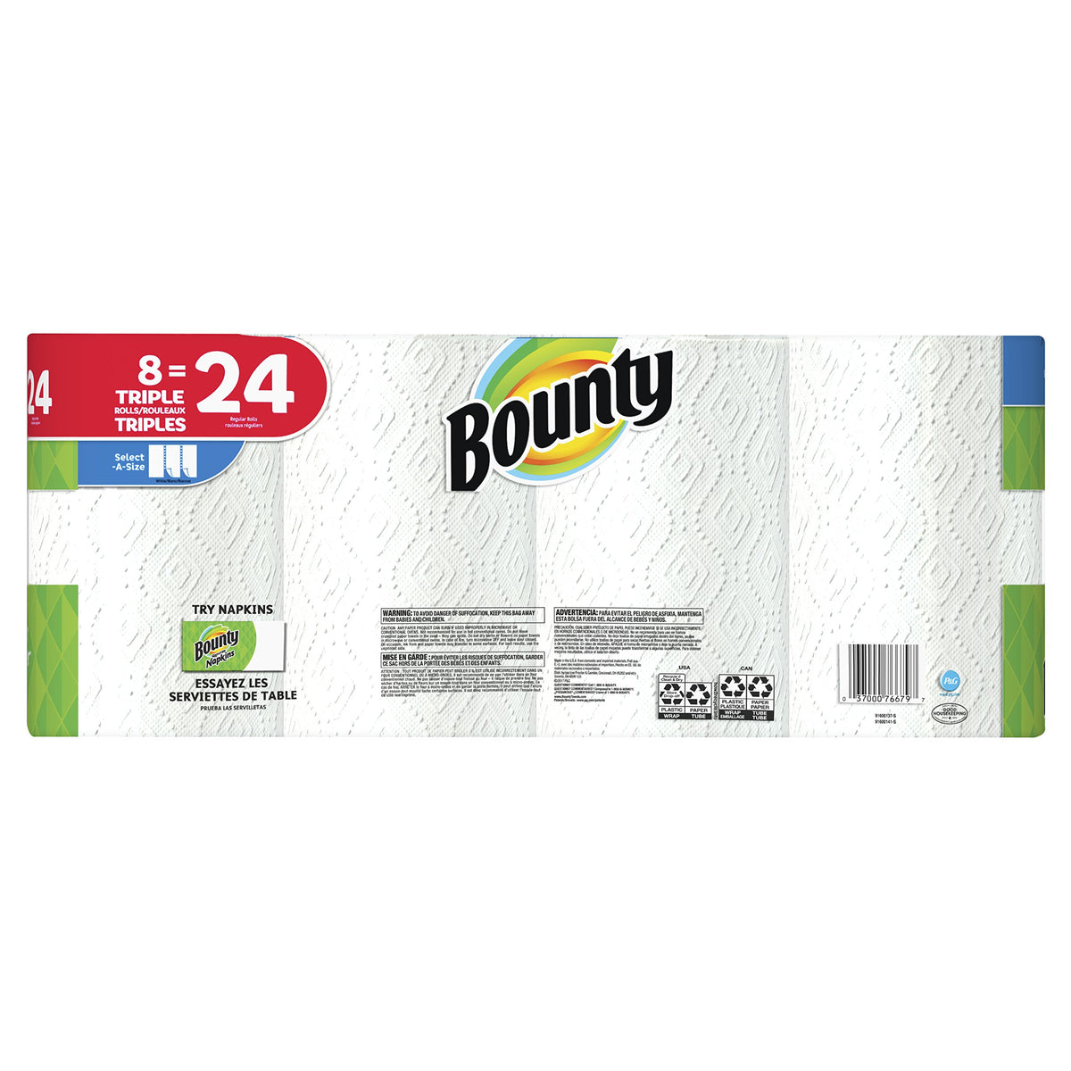 Bounty Paper Towels, Select-A-Size, 8 Triple Rolls